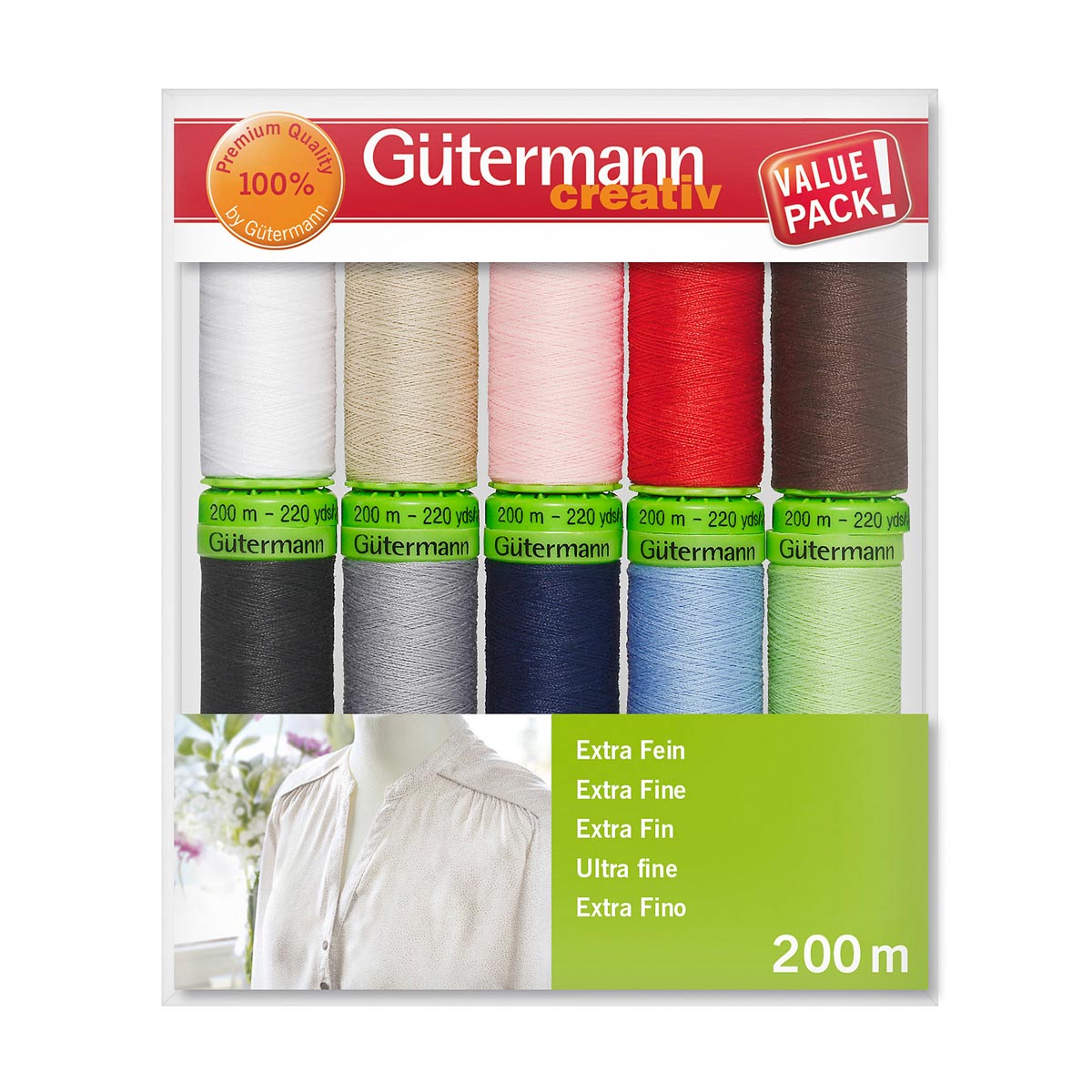 Нитки Guttermann для деликатных тканей полиэстер Extra Fine 150/200 м 10 шт 731150 цвет 1 - фото 2