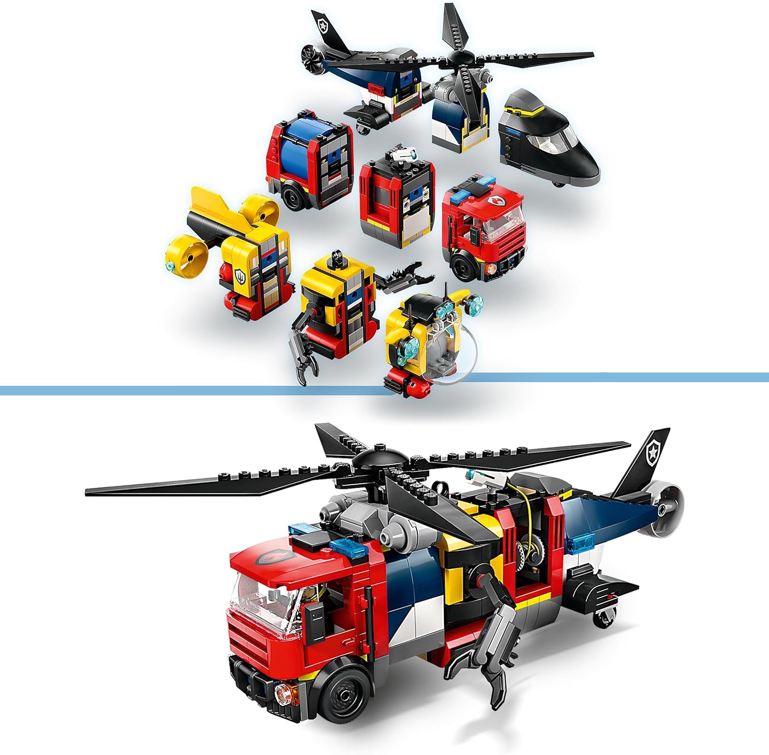 Конструктор LEGO City Helicopter FireTruck Submarine блочный - фото 3
