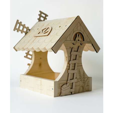 Кормушка Домик с мельницей WOODING design набор с красками