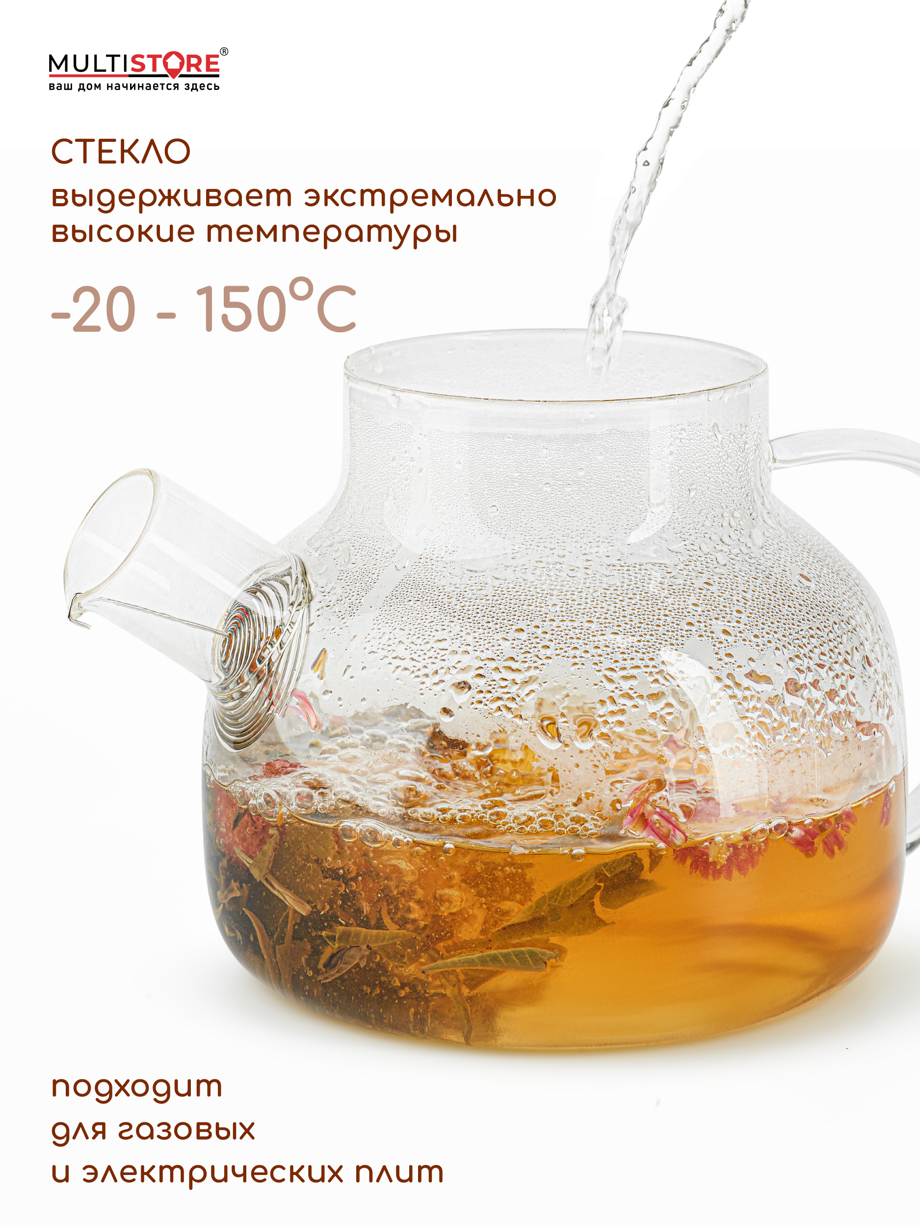 Чайник заварочный стеклянный Multistore 900 мл - фото 2