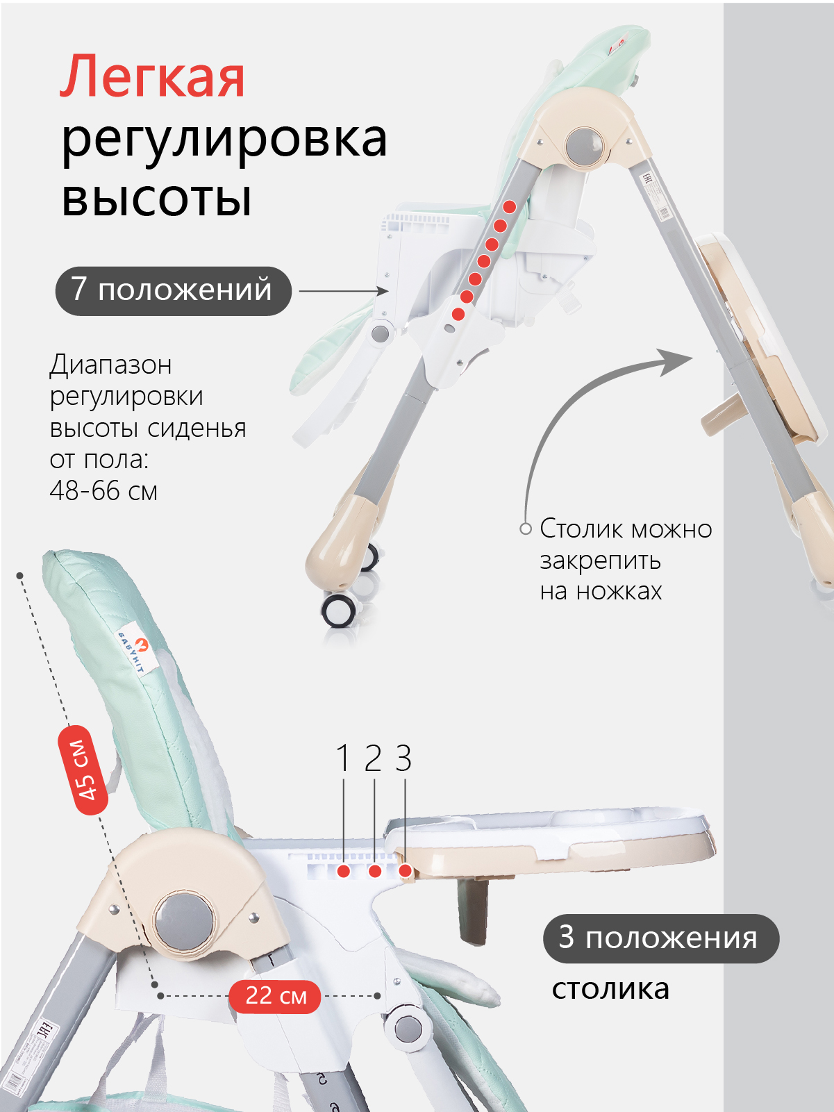 Стульчик для кормления Babyhit Gourmet бирюзовый - фото 5