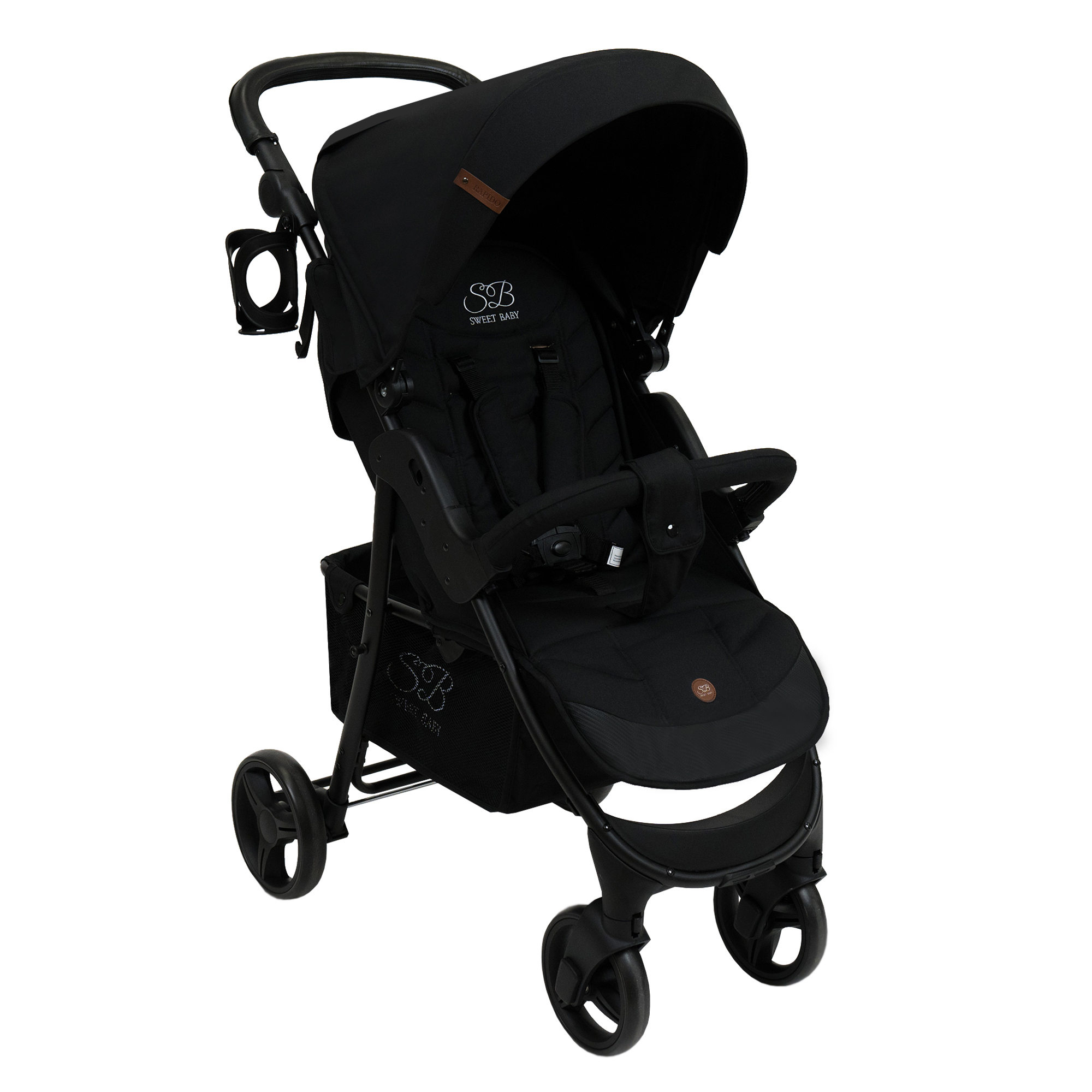 Коляска прогулочная Sweet Baby Rapido Black черный - фото 1