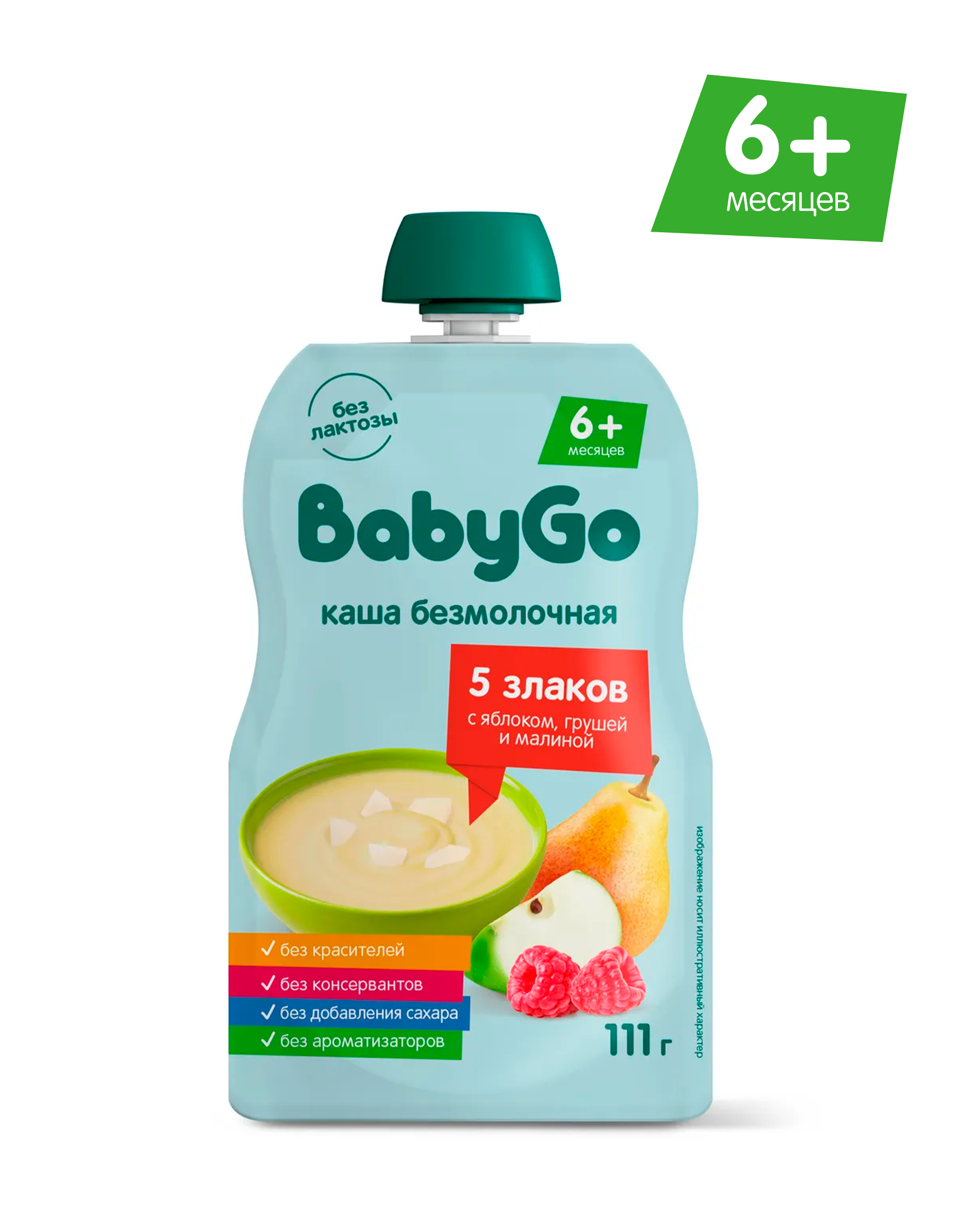 Каша безмолочная BabyGo 5 злаков с фруктами 111г с 6 месяцев - фото 1