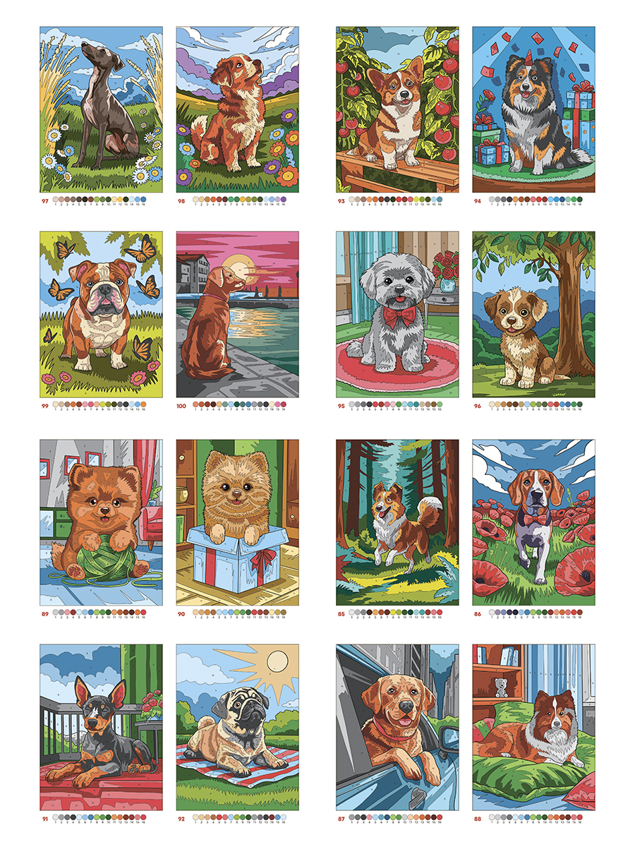 Раскраска по номерам Проф-Пресс большая Собачки 100 сюжетов - фото 7