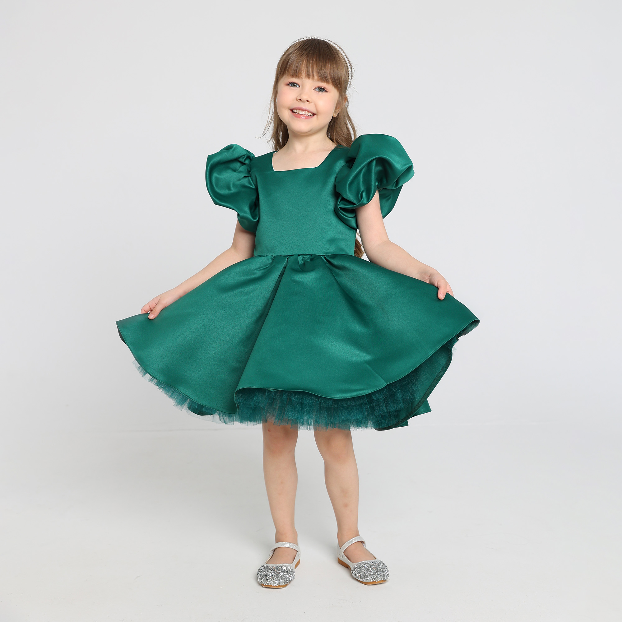 Платье LELUkids LK.CH.11SD/изумр - фото 1