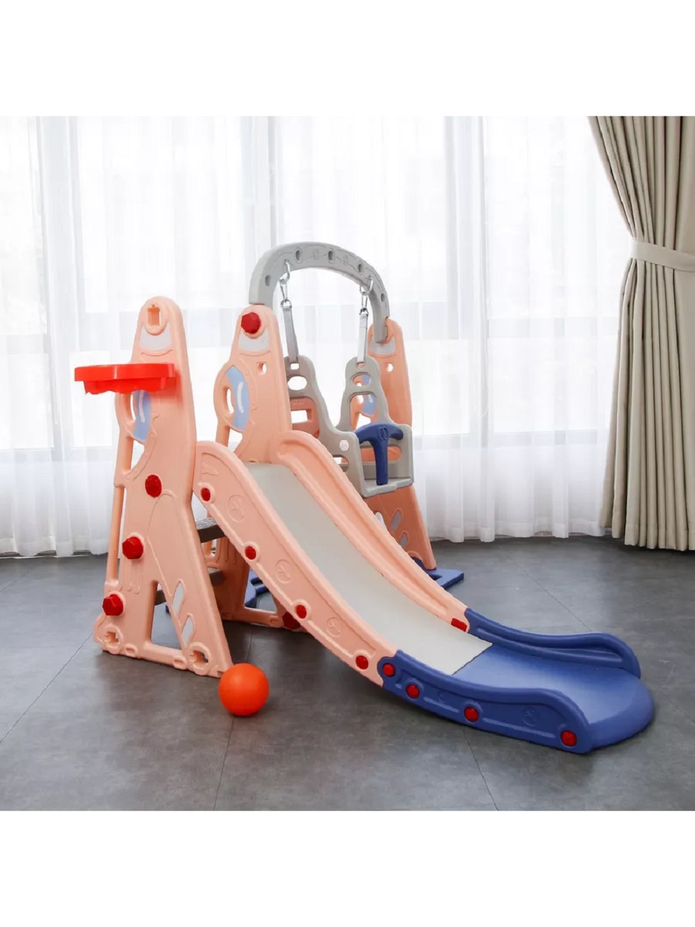 Горка Perfetto Sport Космо с качелями цвет оранжевый - фото 1