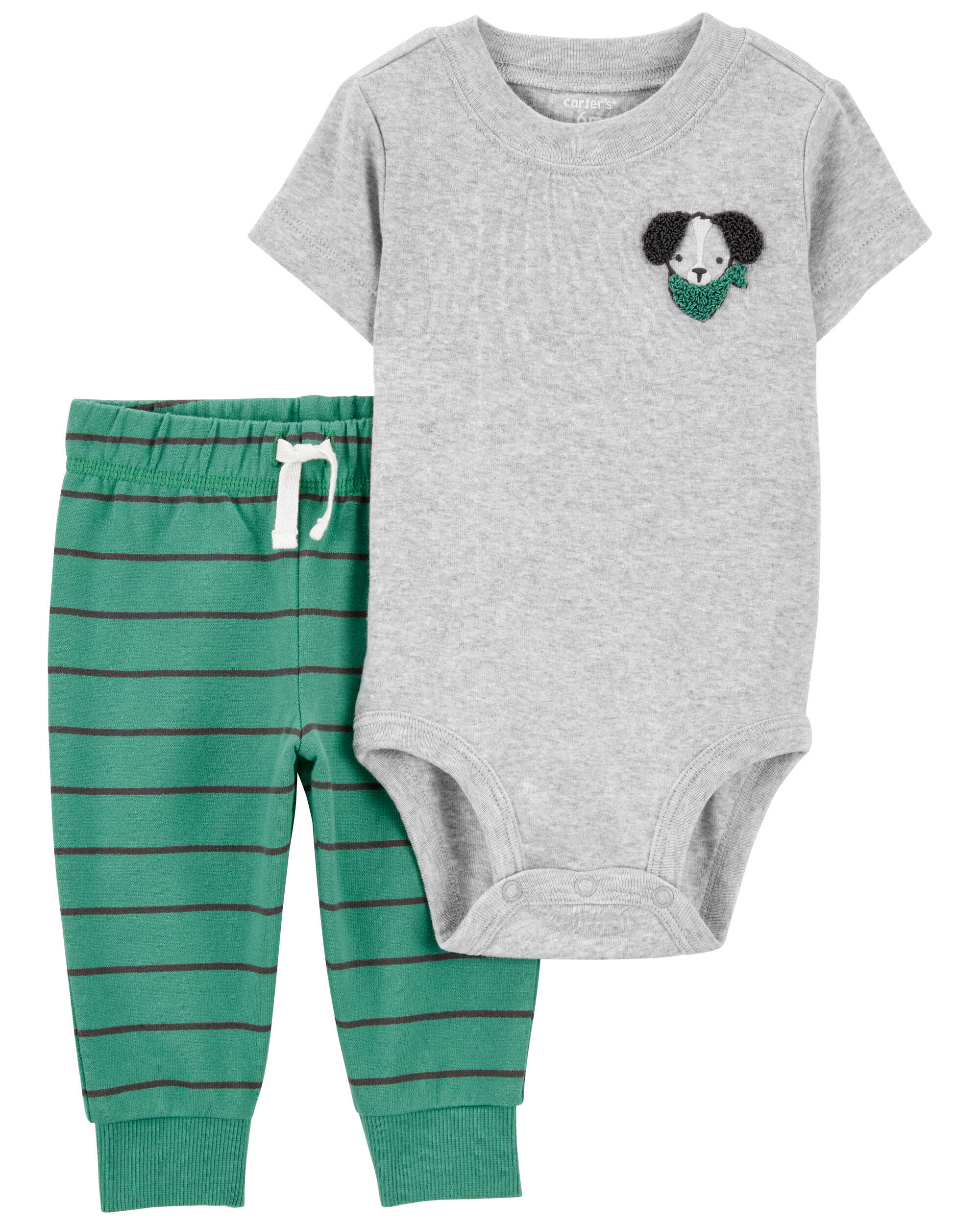 Изображение товара Комплект Carters 74 Боди и брюки с аппликацией и полосатыми брюками