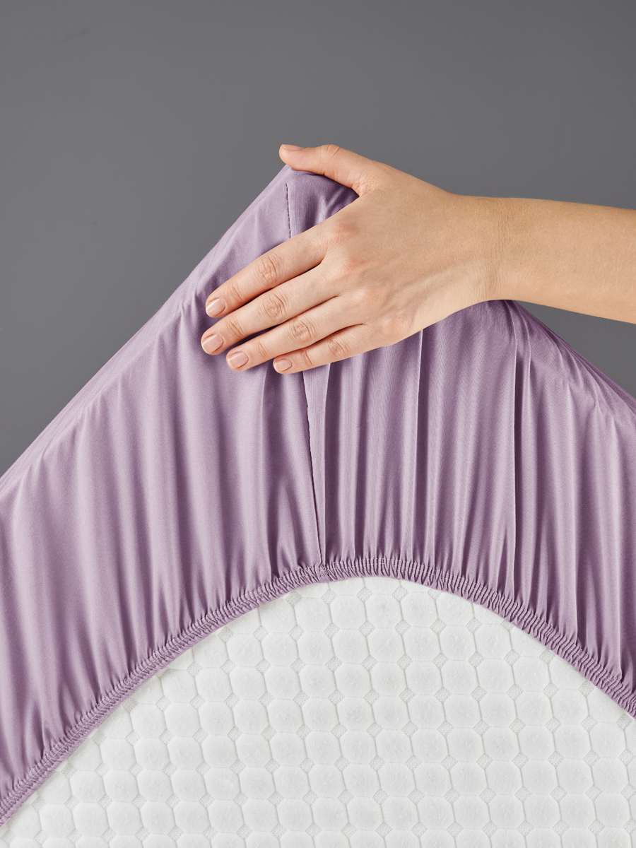 Простыня Mrs.Stretch Mr.Jersy Лиловый 160 x 200 см на резинке - фото 5