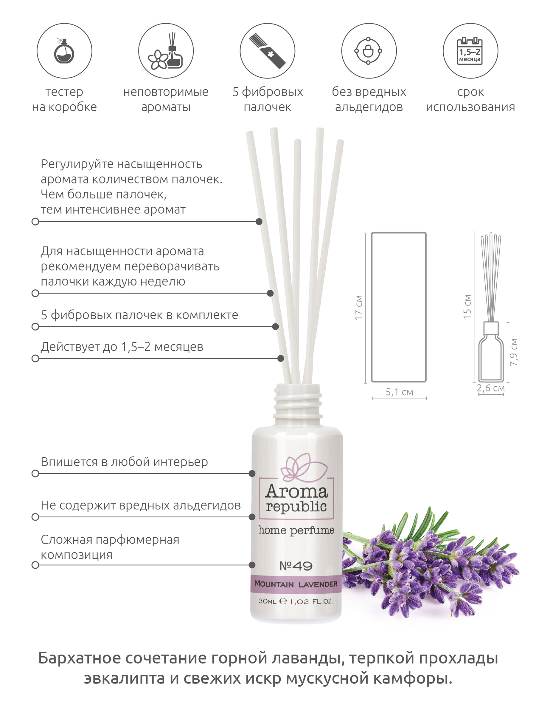 Ароматический диффузор Aroma Republic 30 мл №49 Highland Lavandula - фото 3