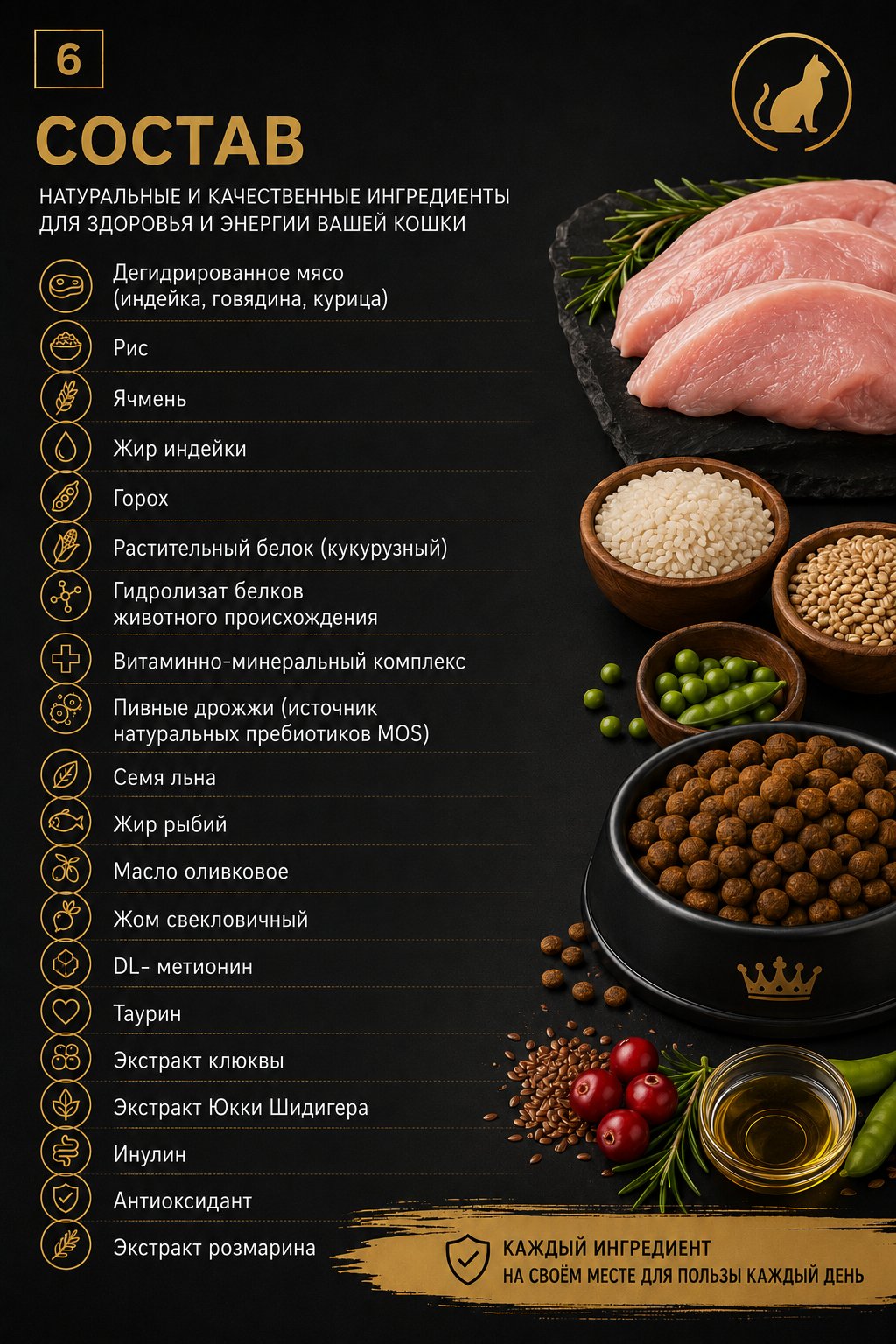 Корм для кошек RoxFox сухой полнорационный для кошек всех пород с индейкой 1,5 кг - фото 7