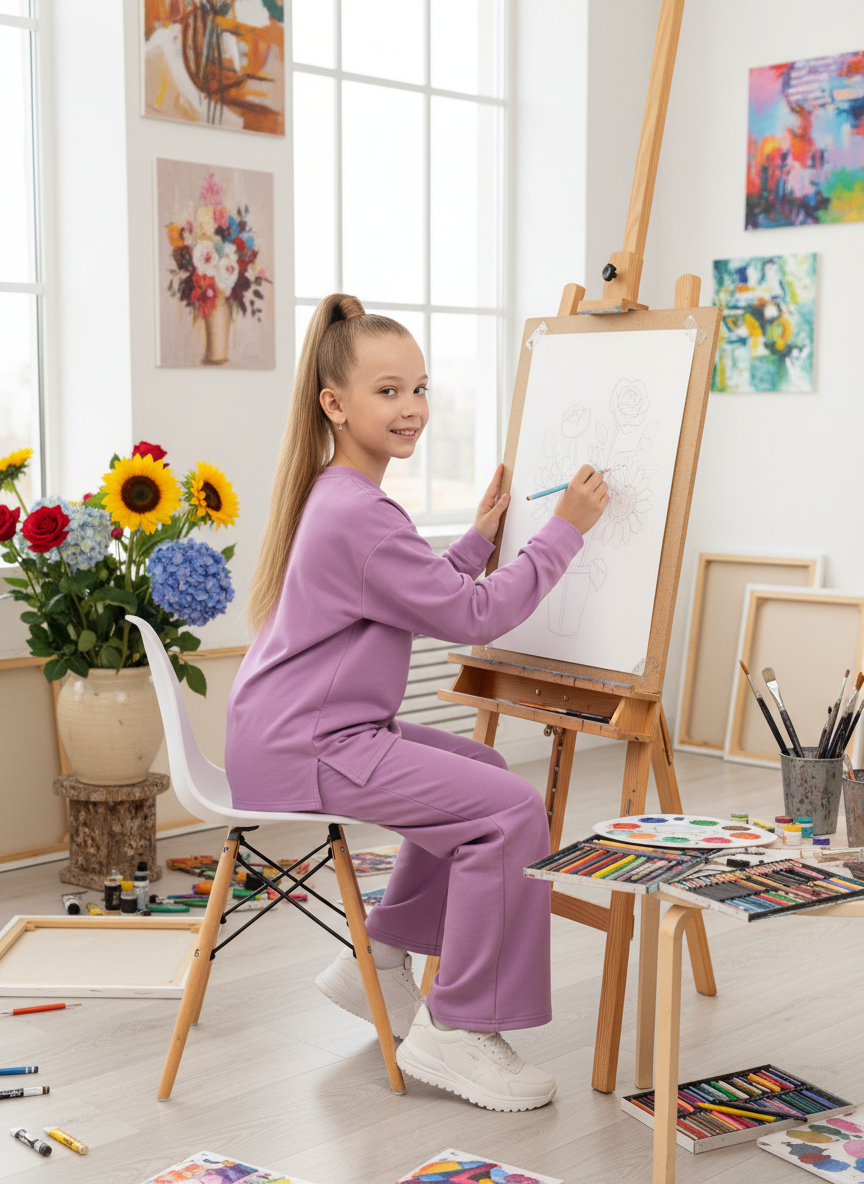 Свитшот и брюки Утенок 7065 сирень - фото 2