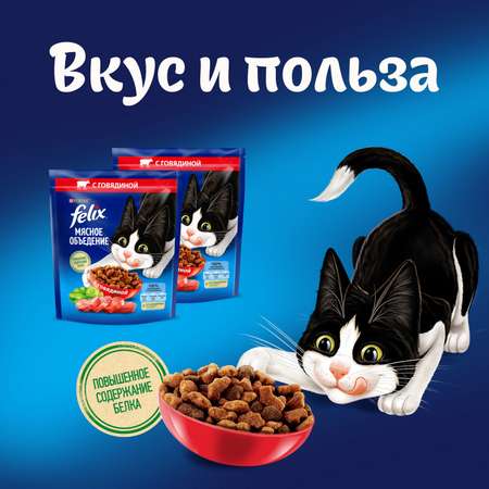 Корм для кошек Felix Мясное объедение сухой с говядиной 600г
