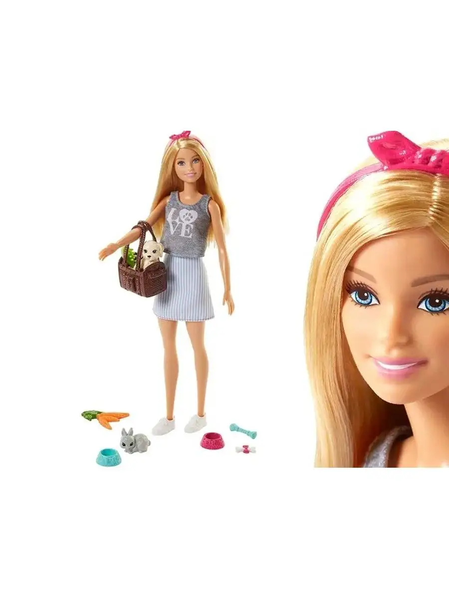 Кукла модельная Barbie Блондинка и питомцы 108836 - фото 2
