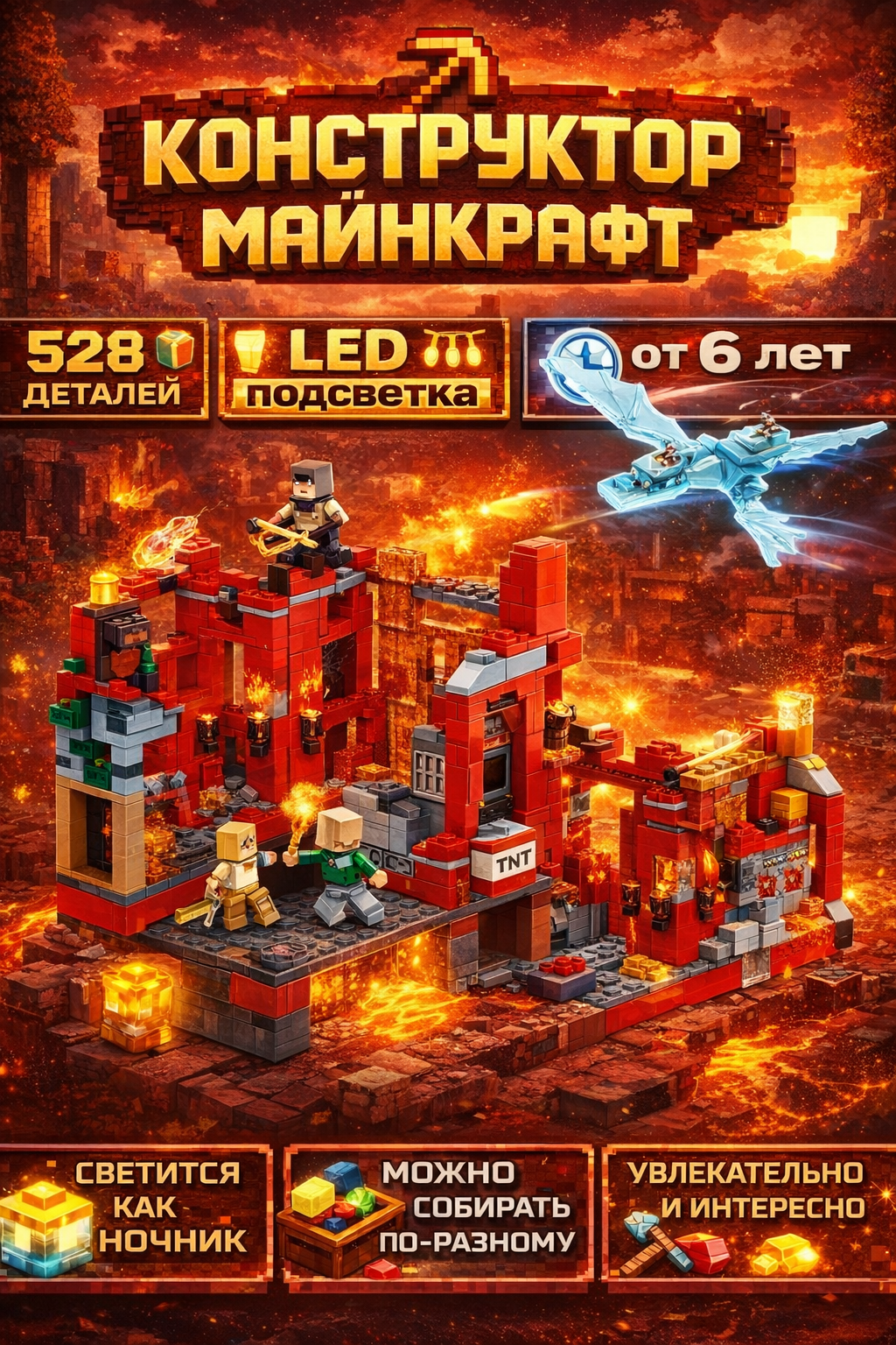 Конструктор BalaToys Битва на лавовой крепости 528 дет. - фото 1