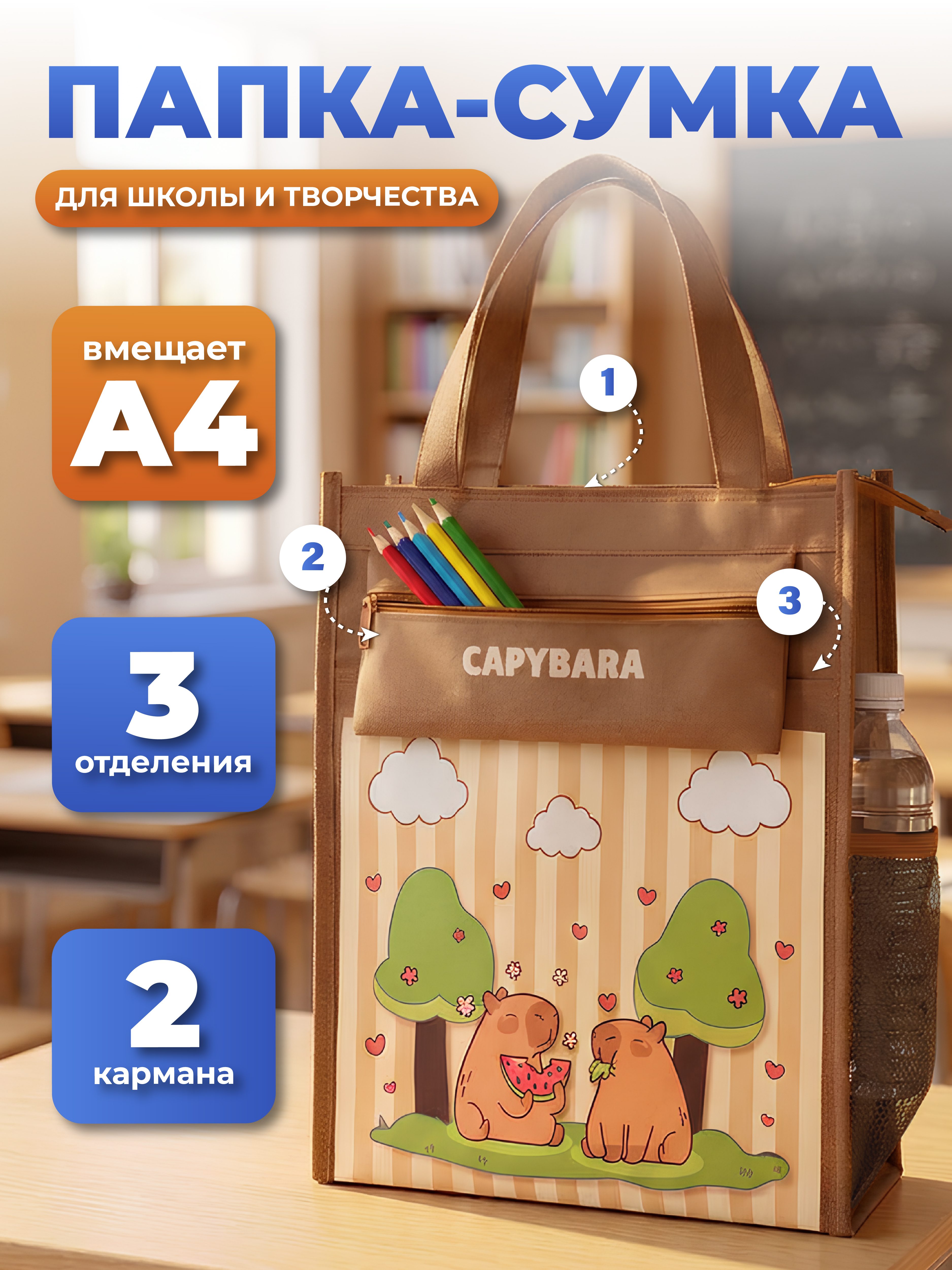 Папка с ручками AXLER для девочки и мальчика А4 - фото 1