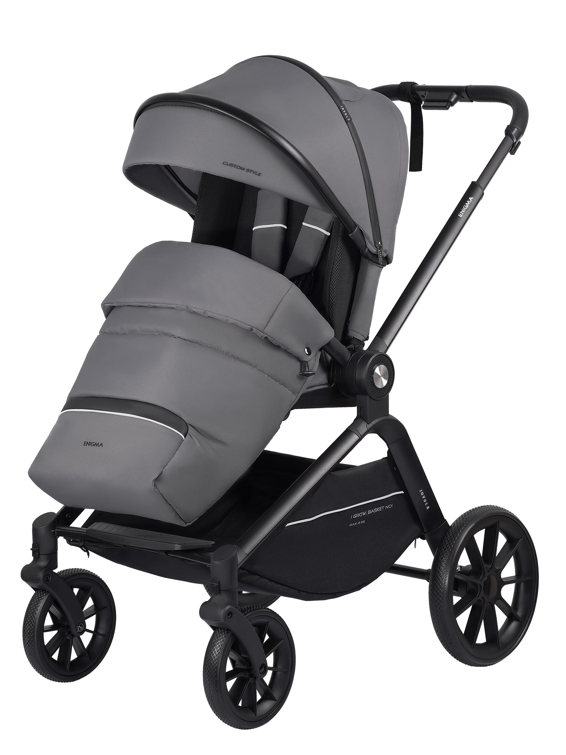 Коляска прогулочная JOVOLA Enigma всесезонная серый - фото 12