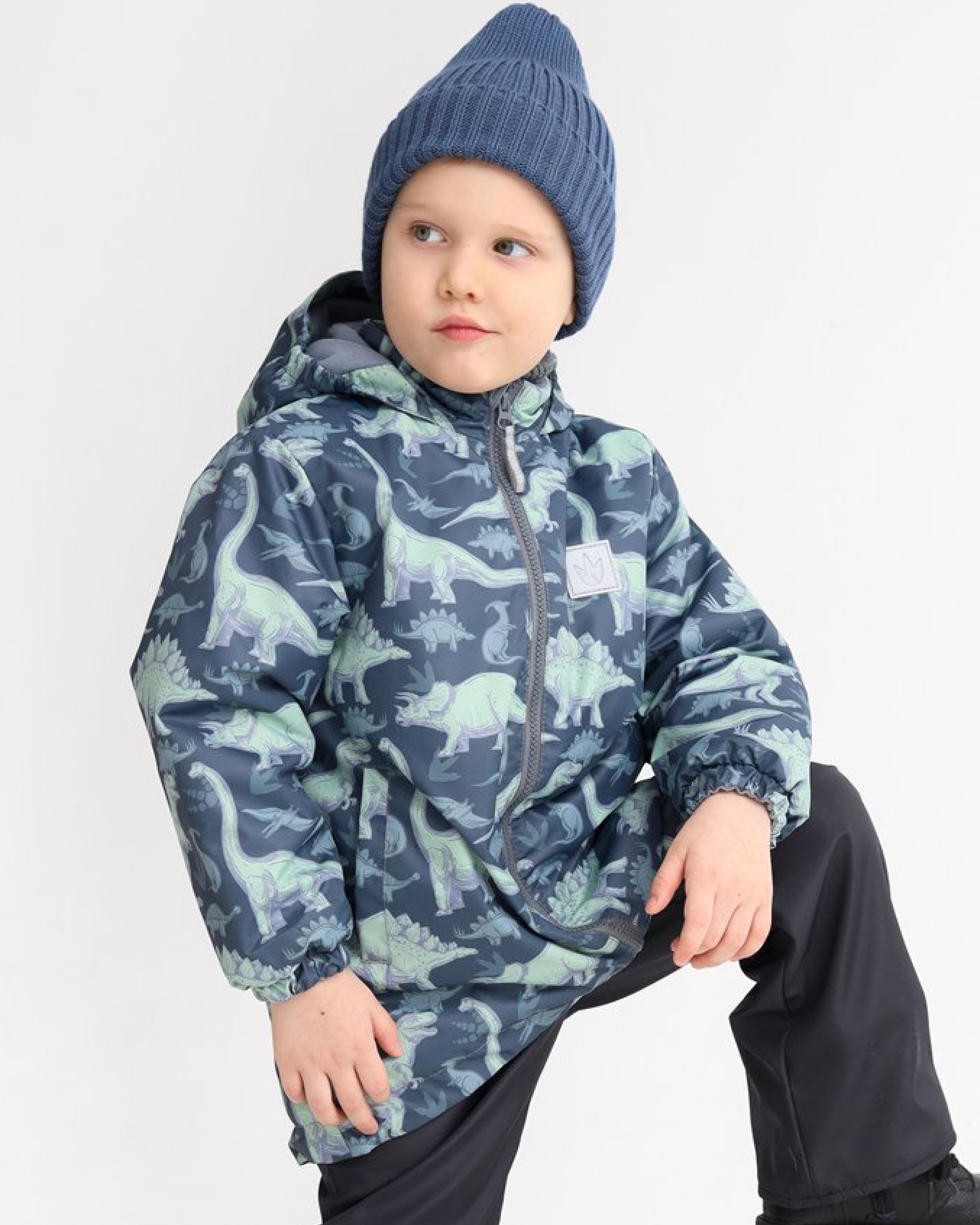 Изображение товара Детская демисезонная куртка Minidino с динозаврами, водоотталкивающая и дышащая