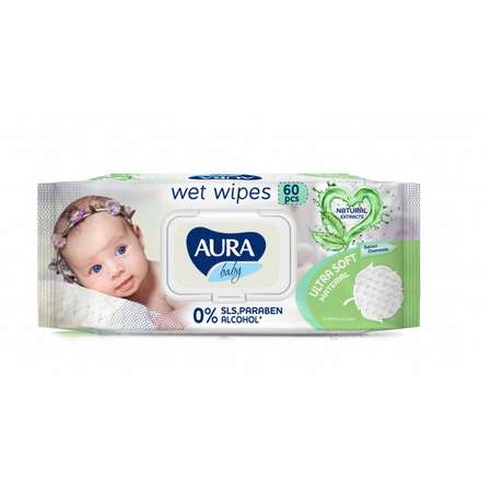 Влажные салфетки AURA 60 шт.