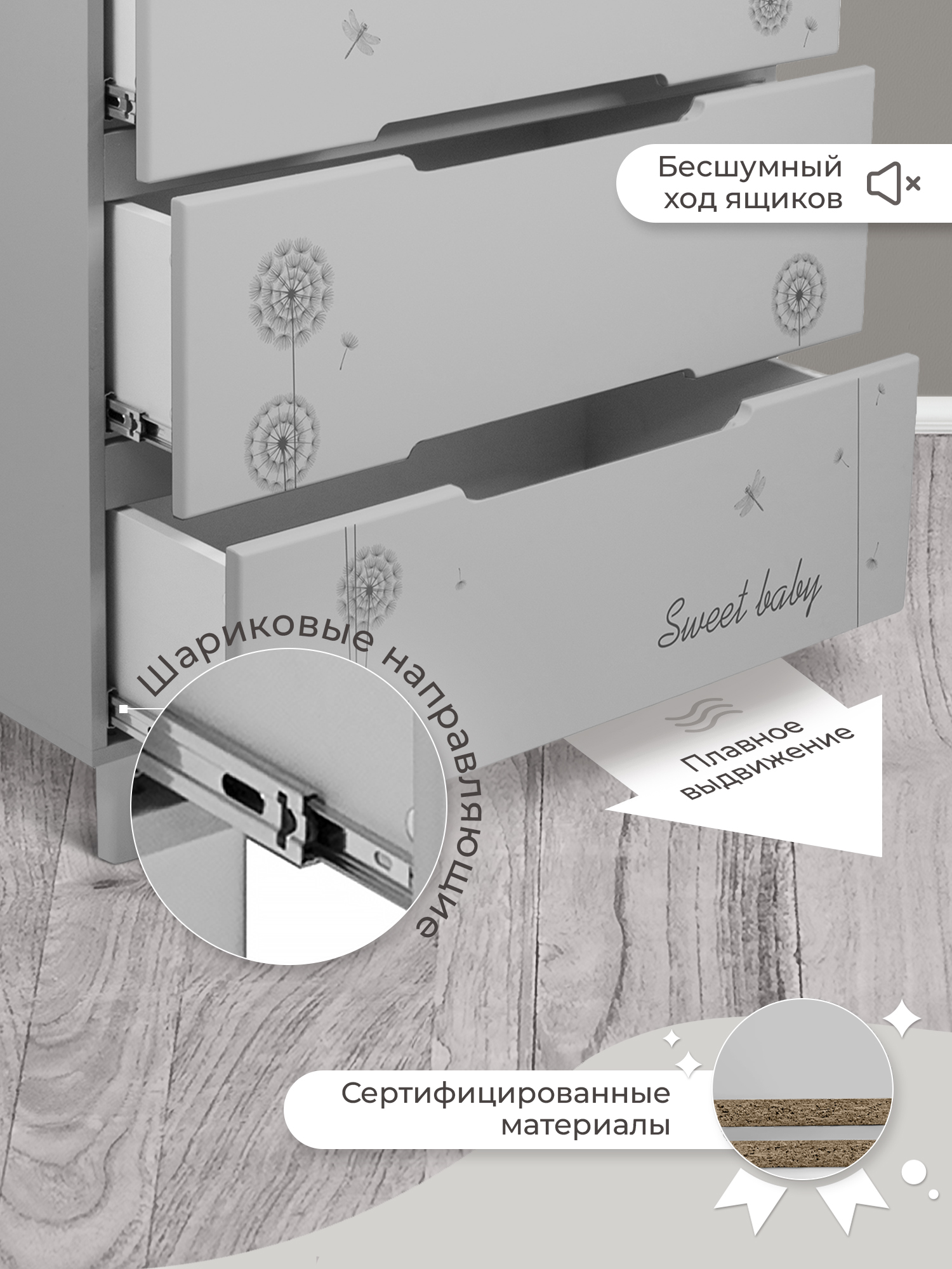 Комод пеленальный Sweet Baby Arte (серый) - фото 6