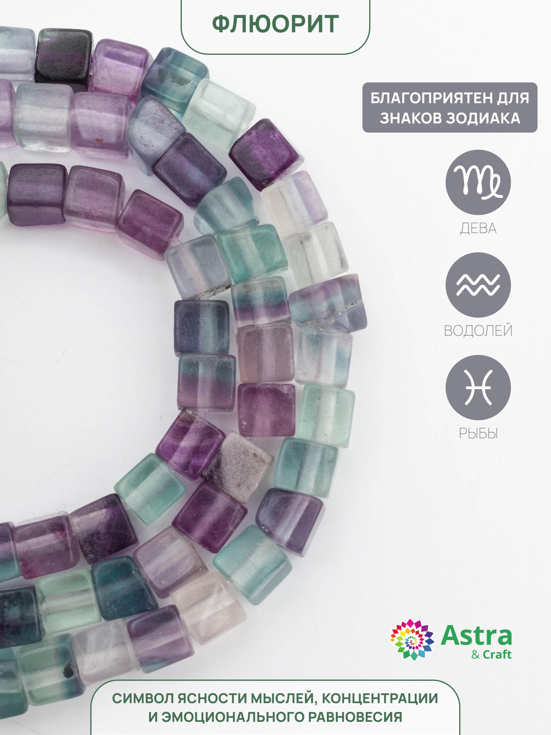 Набор для творчества Astra Craft бусины Флюорит на нитке 38 см - фото 2