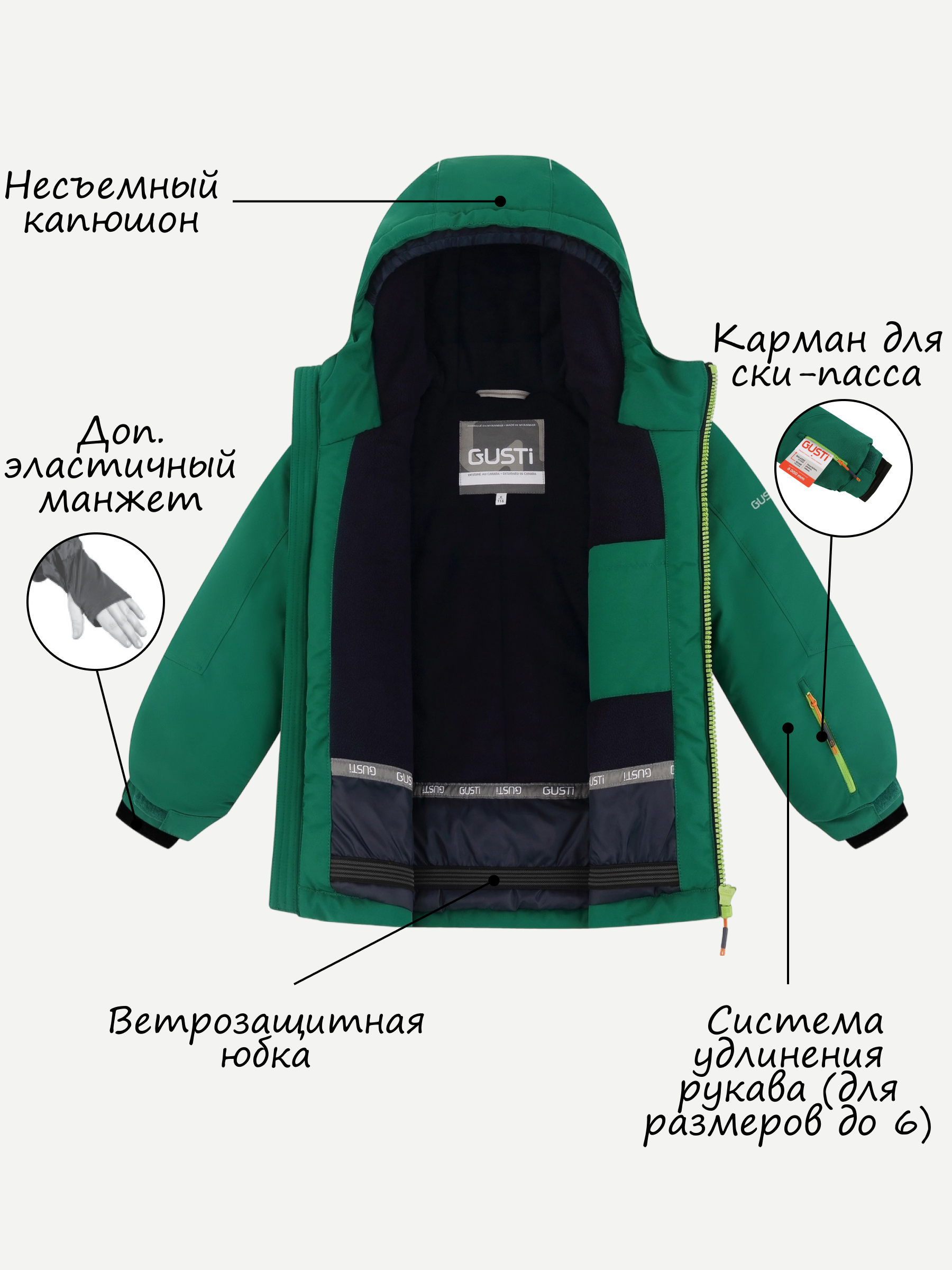 Куртка и полукомбинезон GUSTI GW4BS528-GREEN - фото 4