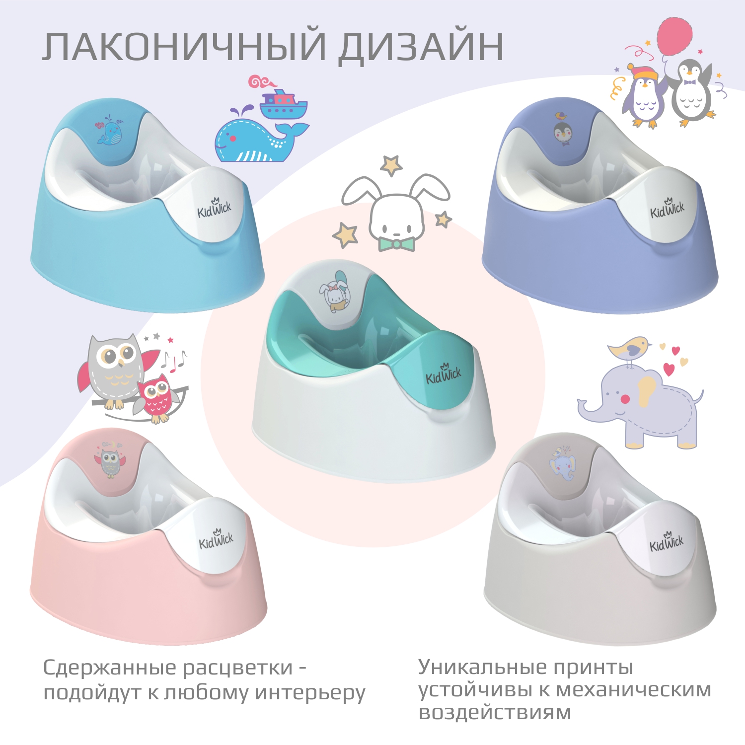 Горшок детский KidWick Трио белый/бирюзовый - фото 8