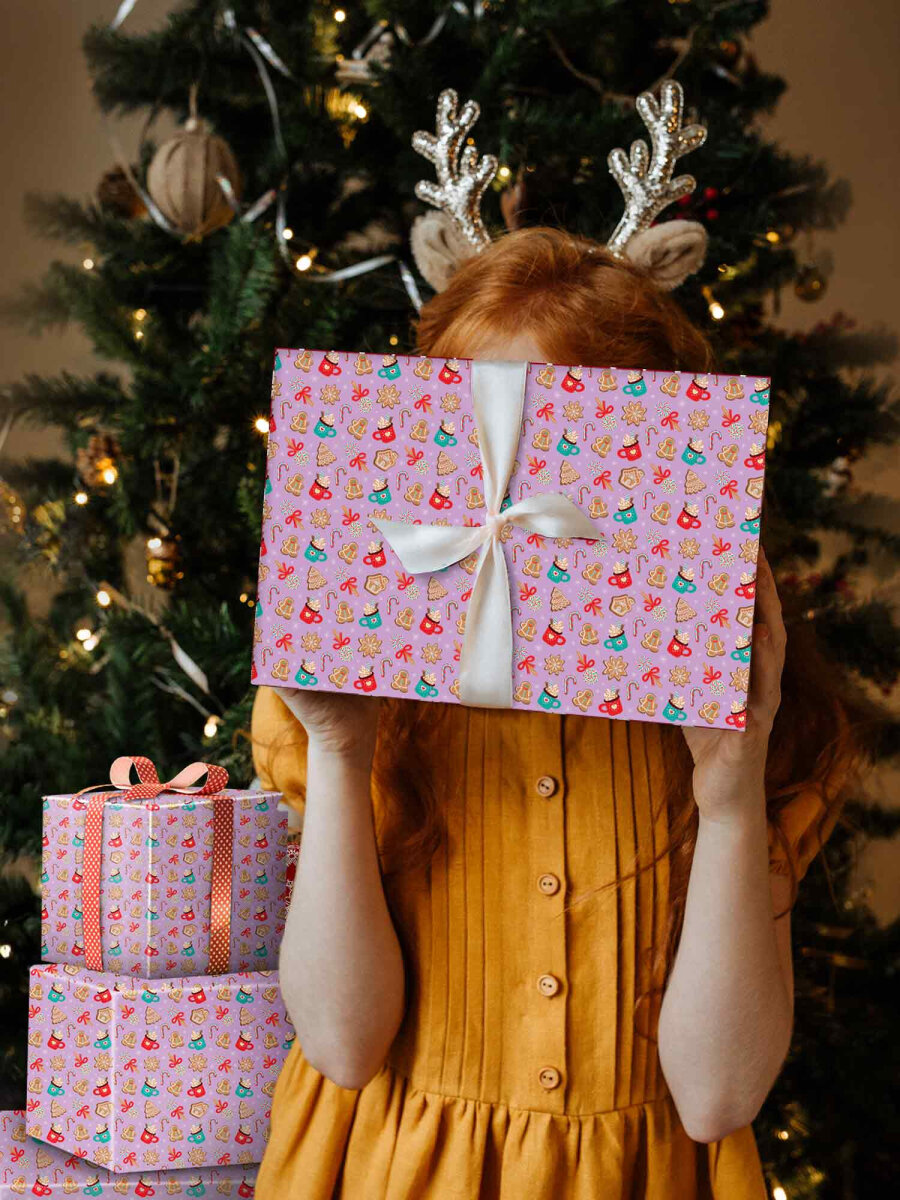 Упаковочная бумага Золотая сказка для новогодних подарков в рулоне 70 см х 10 м Сладости - фото 4