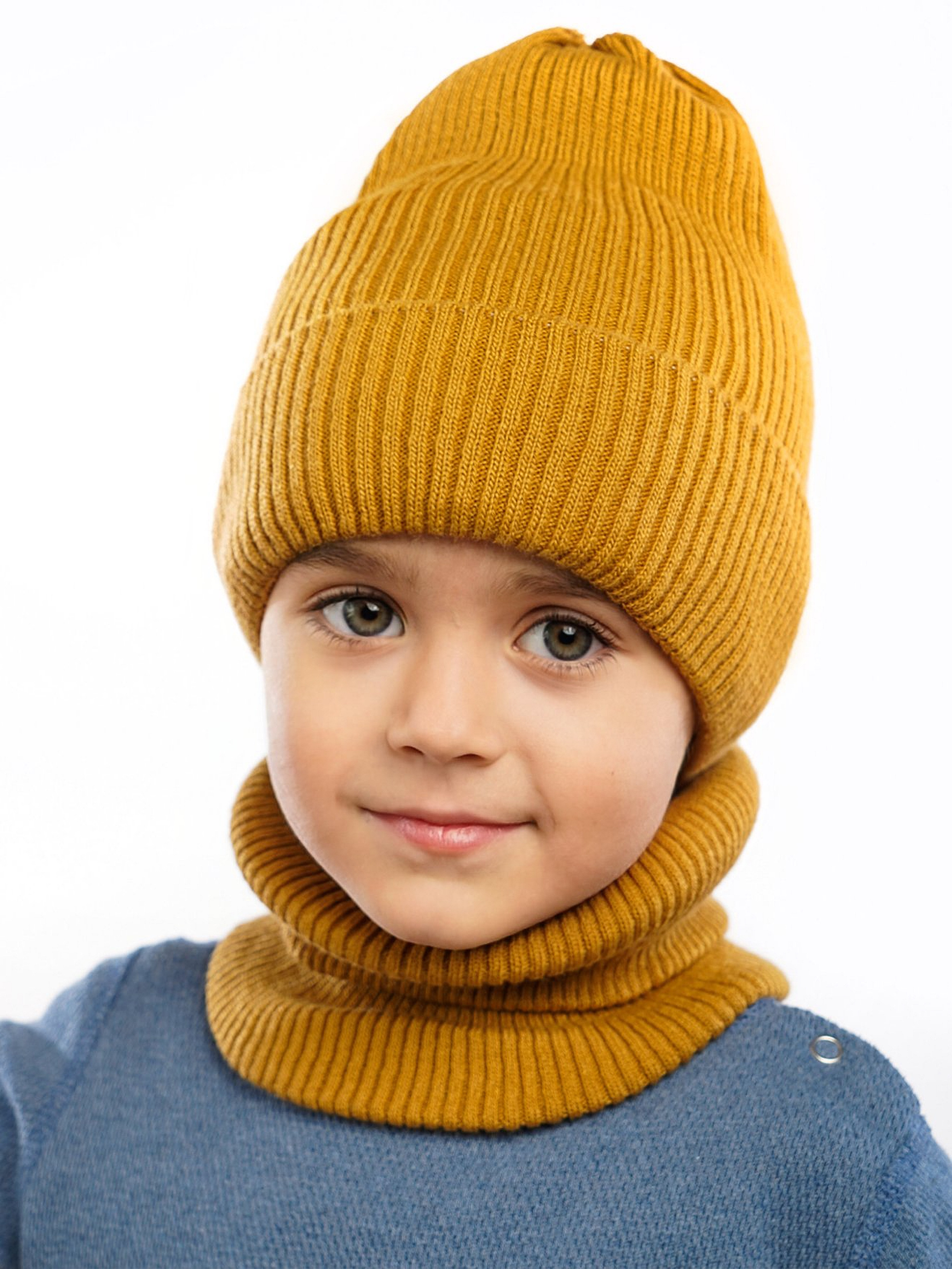 Шапка и снуд ПриКиндер U-Sp234140 Цвет: Горчичный - фото 11
