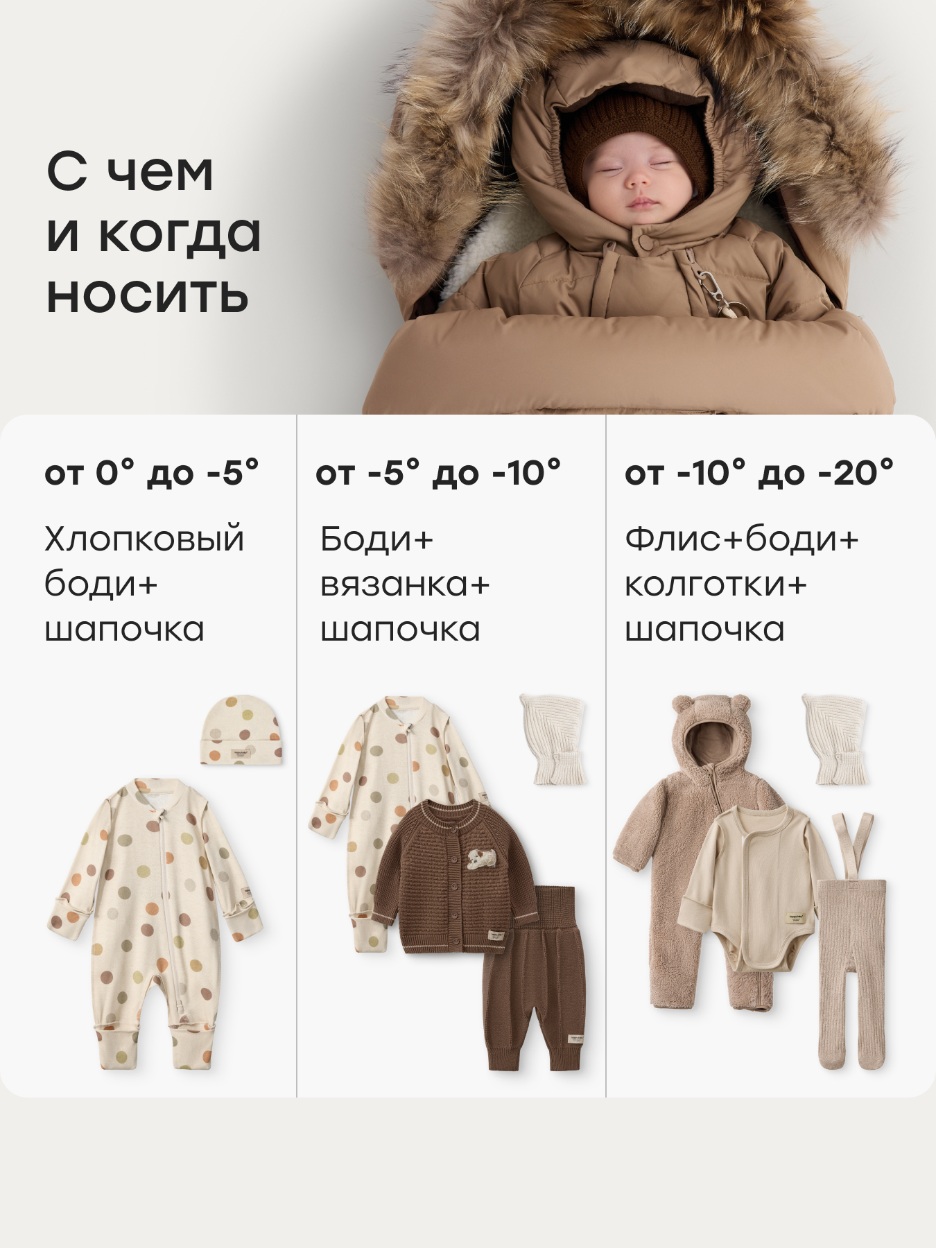 Конверт в коляску Happy Baby для новорожденных бежевый - фото 6