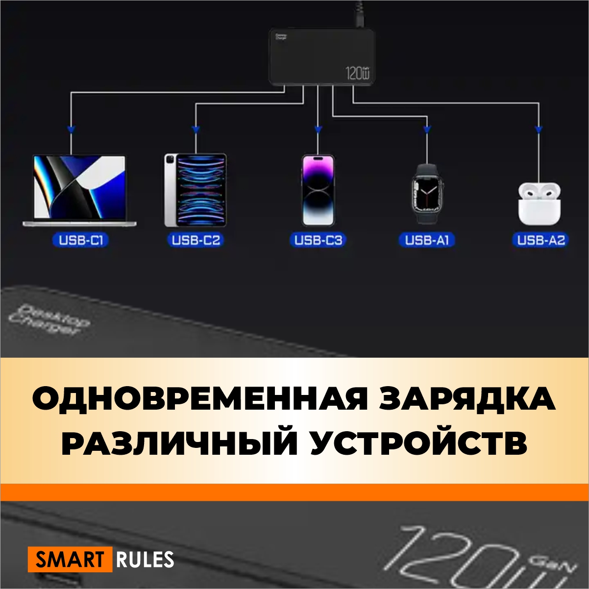 Сетевое зарядное устройство SmartiNext для телефона 120 Вт черный - фото 2
