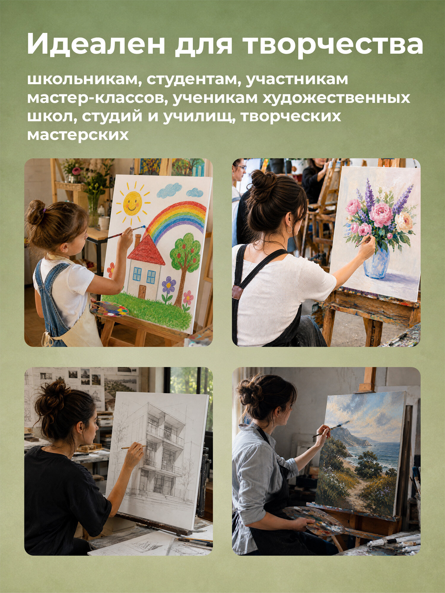 Холст для рисования Brauberg на подрамнике 50х60 см грунтованный 100% хлопок - фото 8