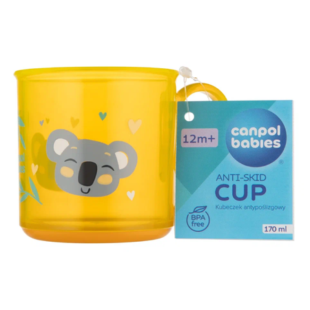 CANPOL babies Пластиковая чашка&nbsp; Exotic Animals 170 мл с антискользящим дном, желтая
