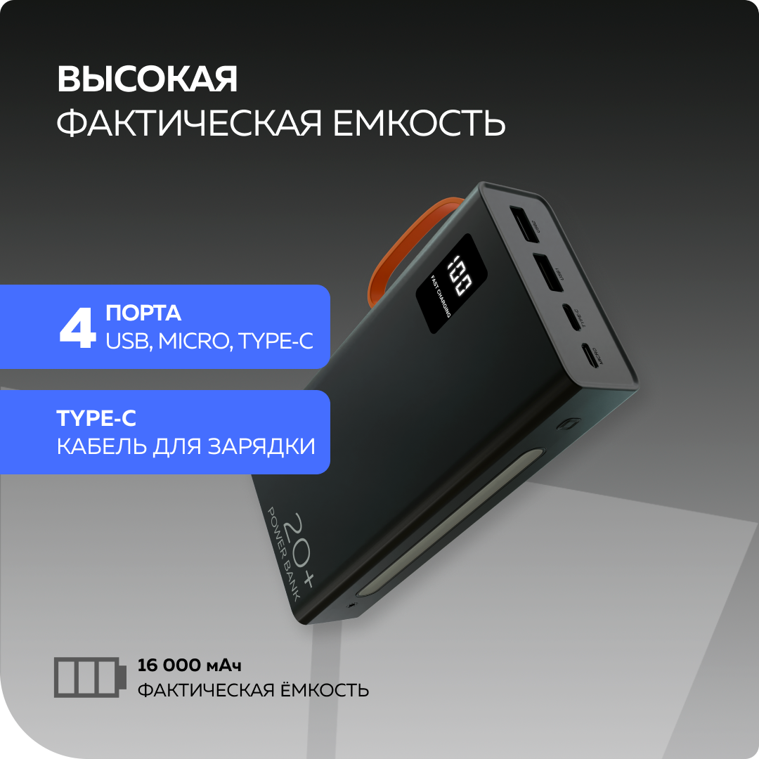 Внешний аккумулятор More Choice PB22-20 Black - фото 3