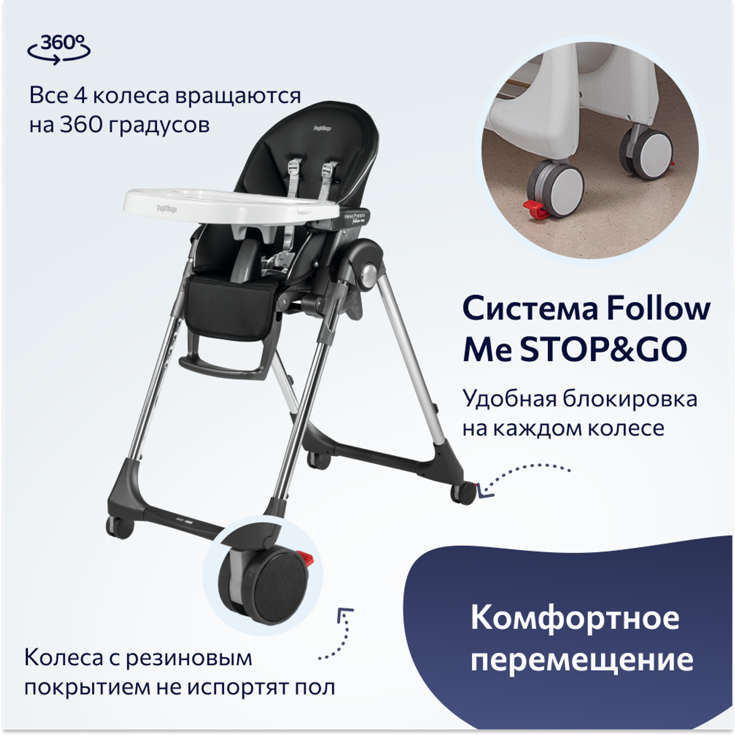 Стульчик для кормления Peg-Perego Prima Pappa Follow Me классический - фото 7