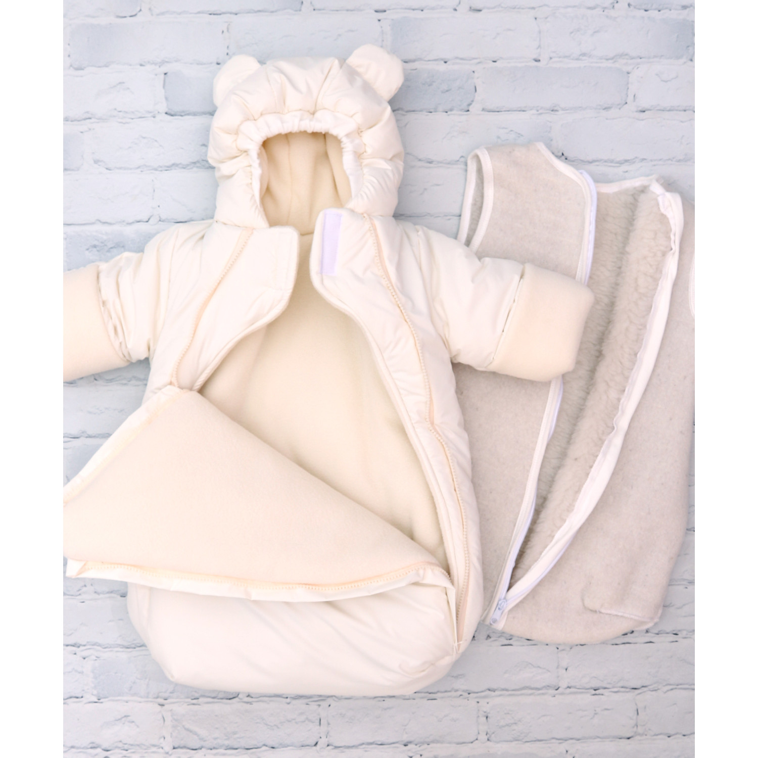 Конверт в коляску Осьминожка Мишки бежевый - фото 10