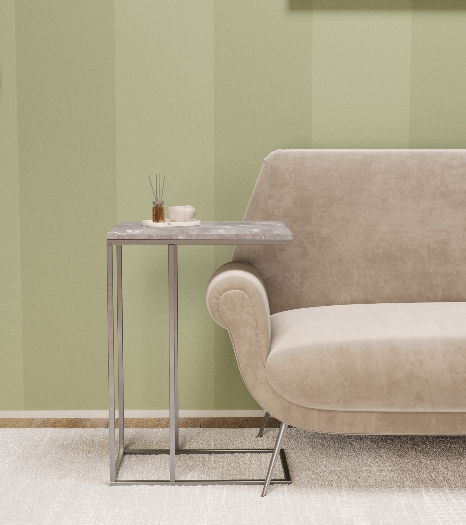 Стол придиванный КАЛИФОРНИЯ МЕБЕЛЬ Агами серый мрамор - фото 7