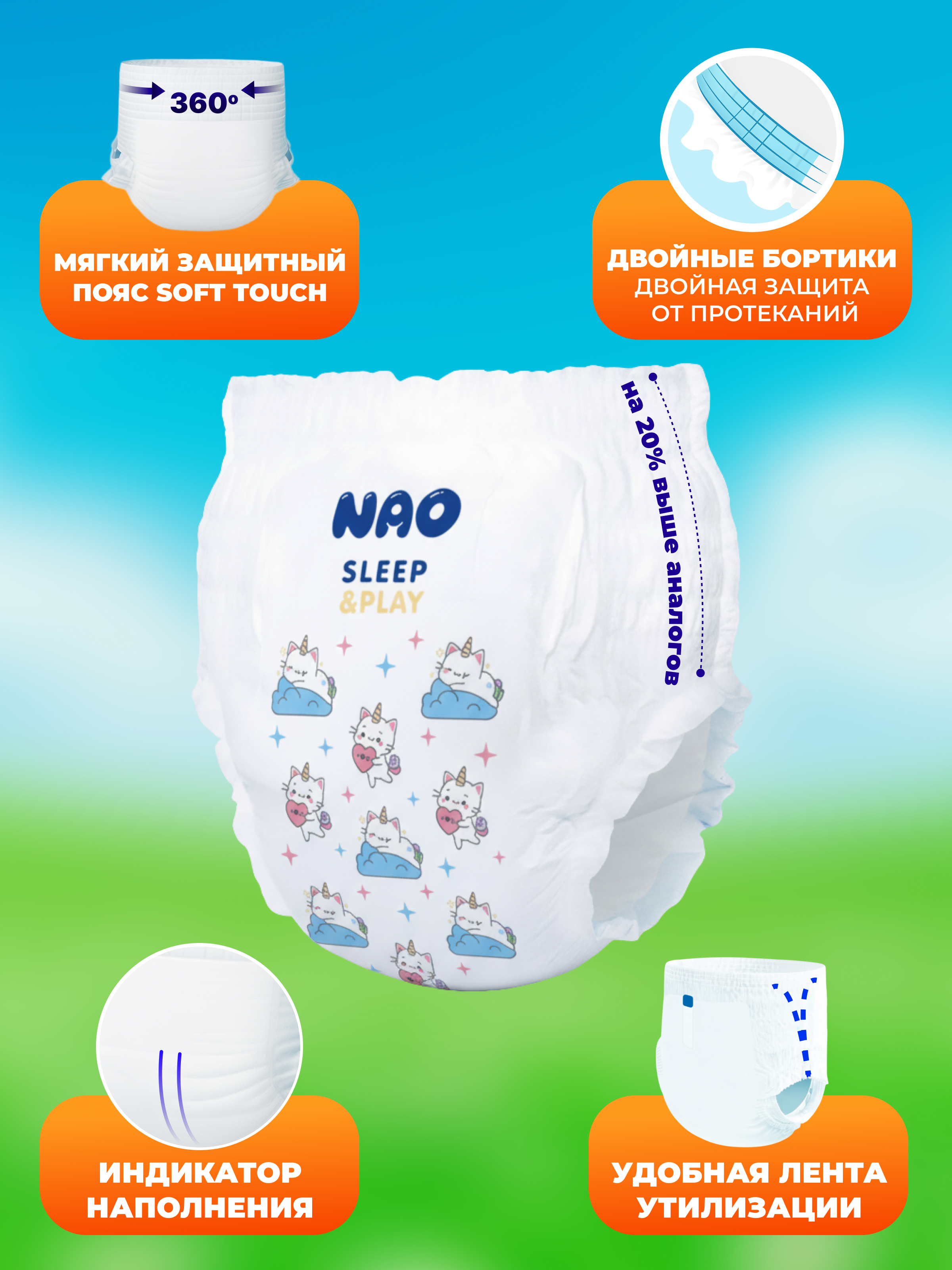 Трусики NAO Sleep and Play ультратонкие XXL (15-20 кг) 32 шт. - фото 2