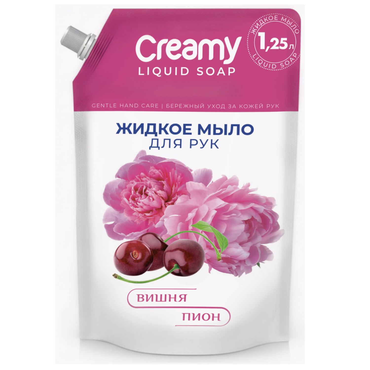 Мыло жидкое Alabino Lab Creamy мягкое Вишня и пион 1250 мл - фото 1