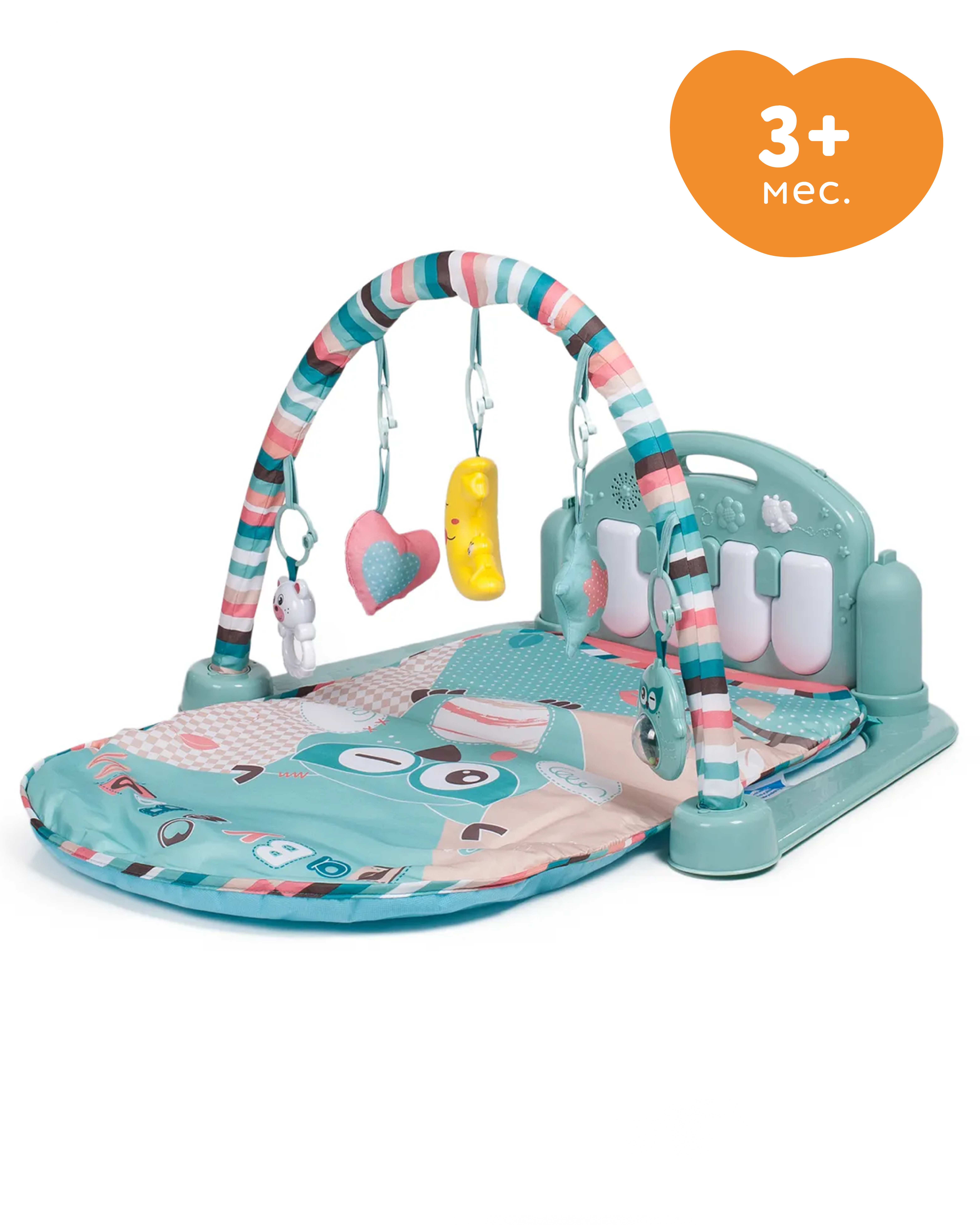 Изображение товара Развивающий коврик BabyGo с пианино и дугой для малышей 3 месяца+