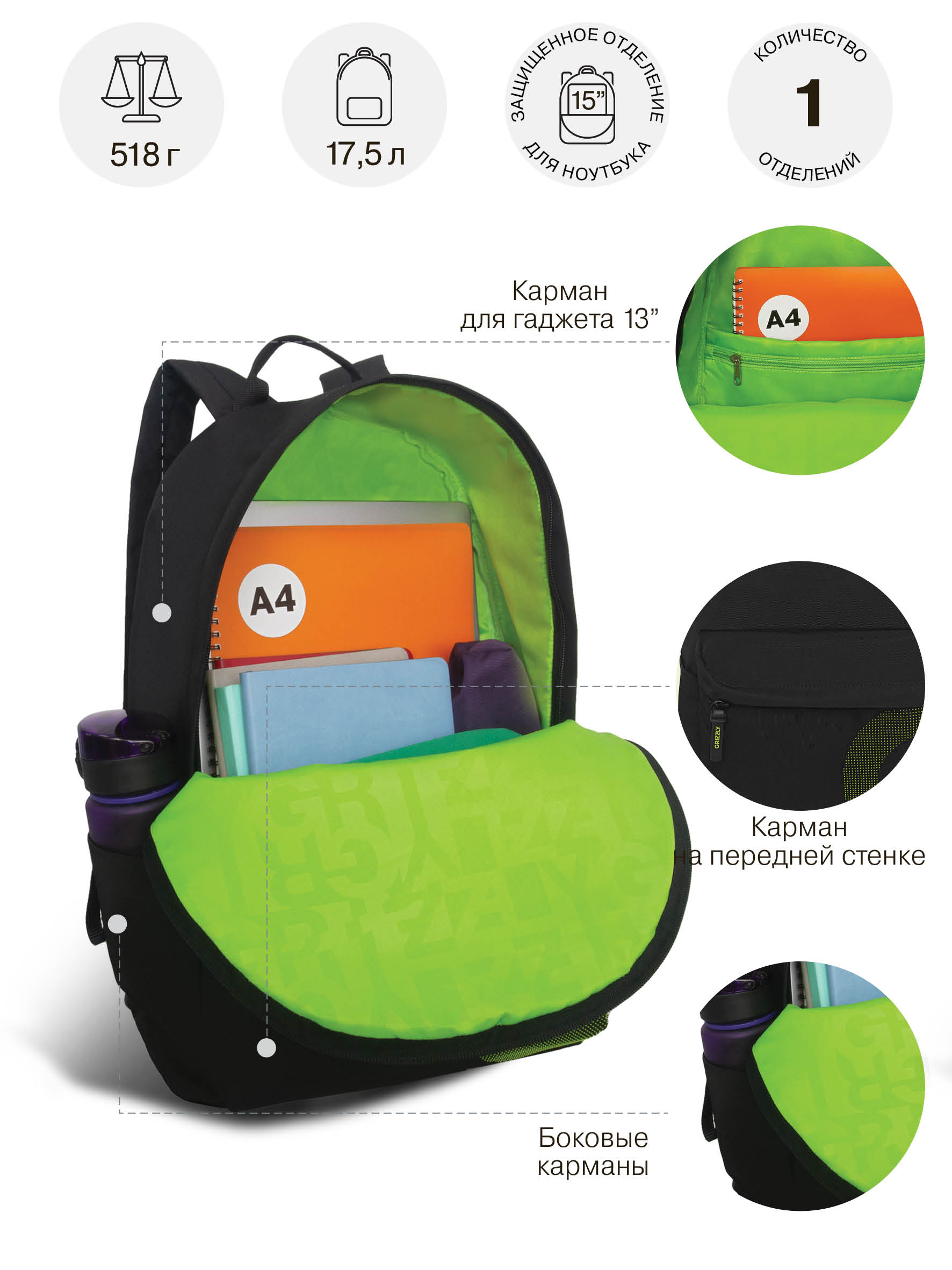 Рюкзак Grizzly для мальчика - фото 7