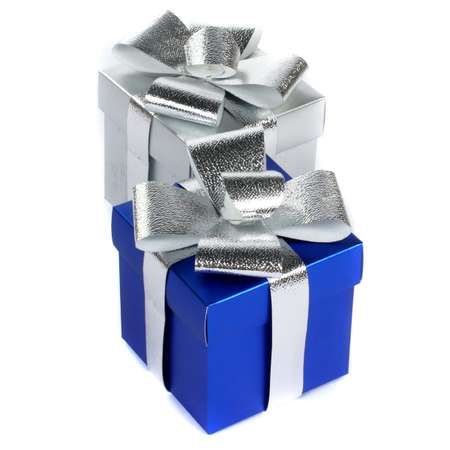 Коробка подарочная Grand Gift картонная самосборная Комплит с бантом 15х15х15 см набор из 2х шт серебро+золото
