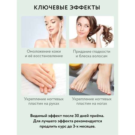 Комплекс витаминов BIOTTE Коллаген 3000мл 120 +Vitamin C+Кератин 60 Бад