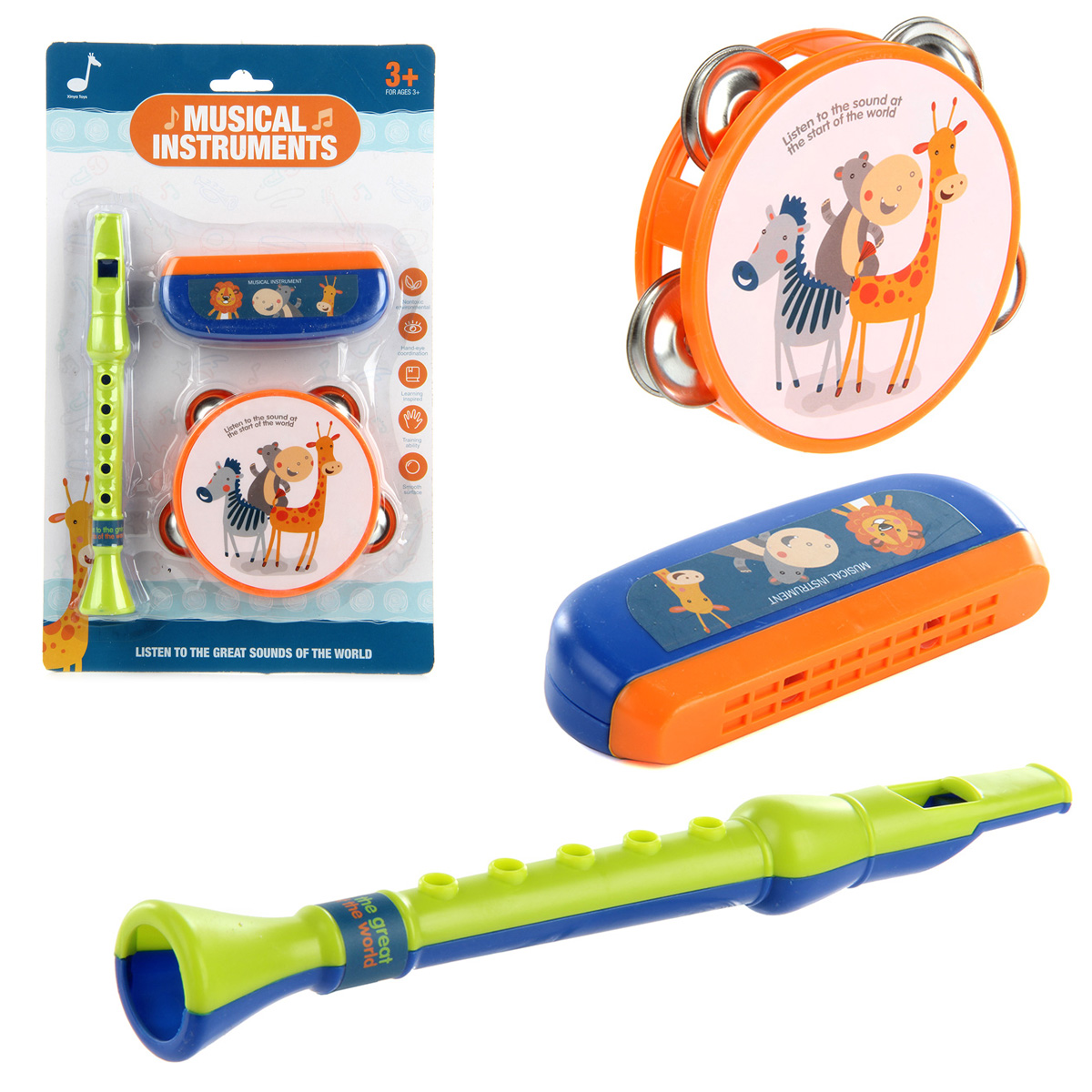 Игрушка музыкальная Veld Co гармошка, флейта, бубен - фото 1