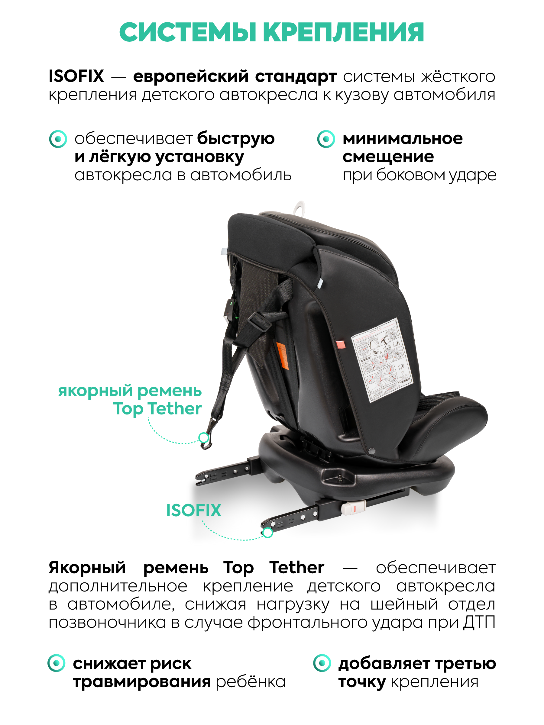 Автокресло Indigo Jovola Fuller, черн.-чер. кожа Isofix 0+/1/2/3 (0-36 кг) черный - фото 3