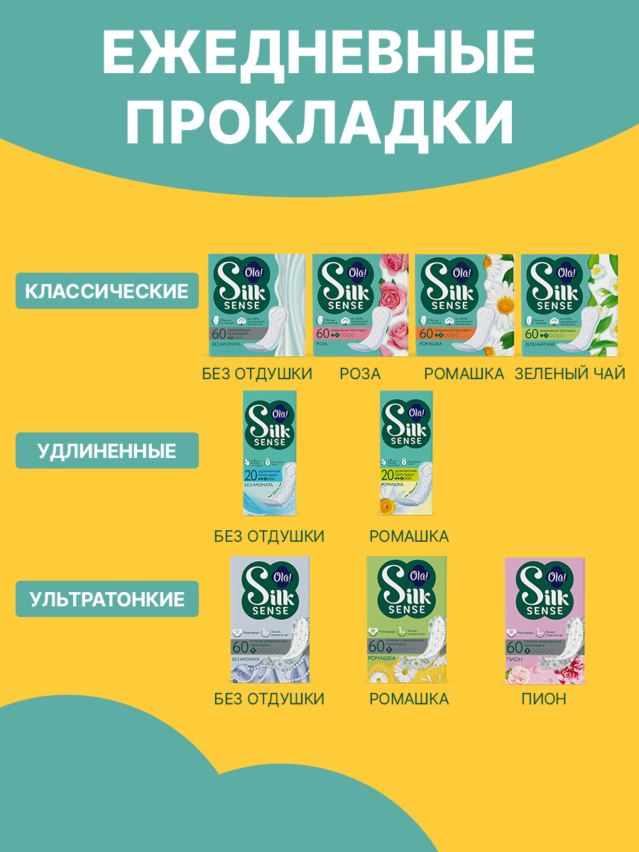 Ежедневные прокладки Ola! Silk Sense Daily Deo ежедневные Ромашка 60x3 упаковки 180 шт - фото 12