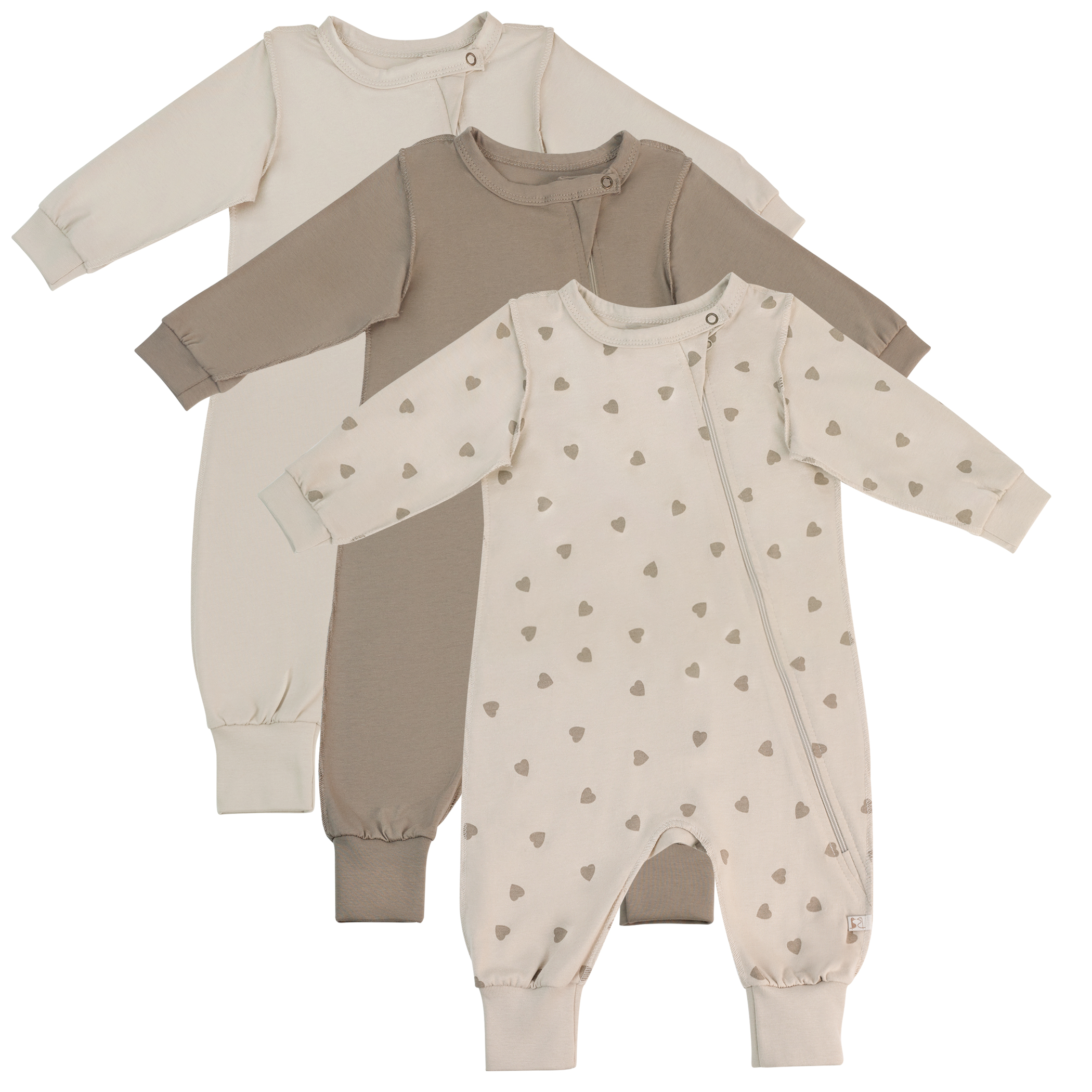 Комбинезон 3 шт Фабрика Бамбук MU060010KNR/116MU/Шоколад сердечки - фото 1