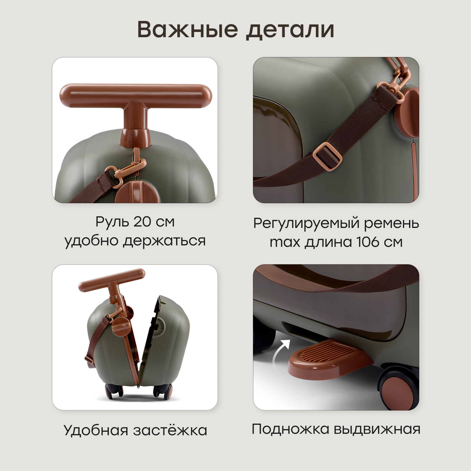 Чемодан Happy Baby travy темно-зеленый - фото 6