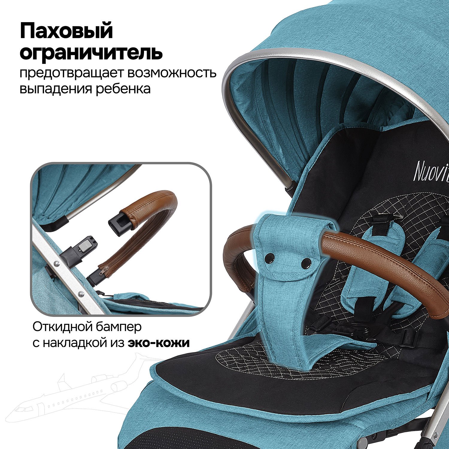 Коляска прогулочная Nuovita Giro Lux бирюзовый - фото 16