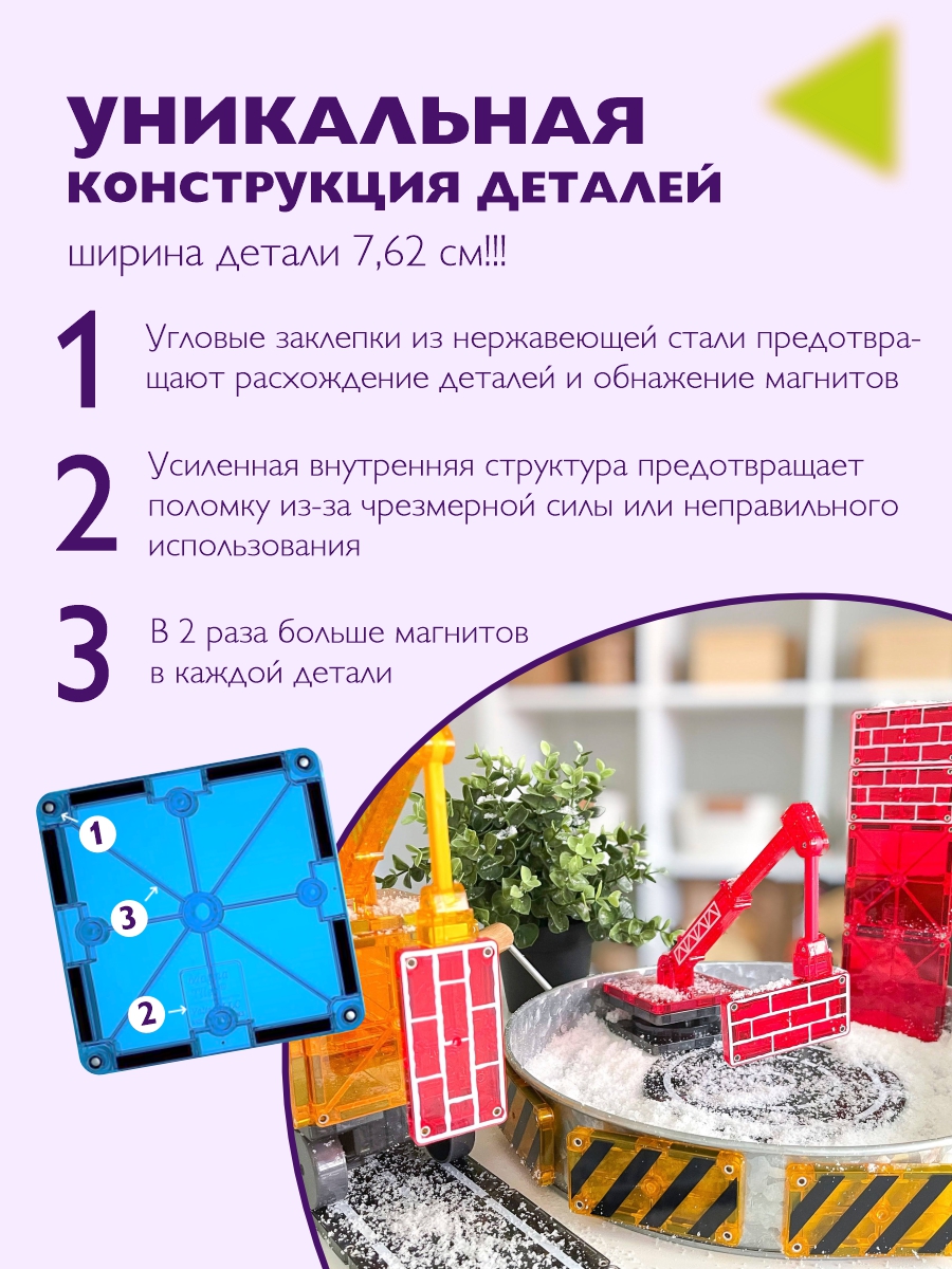 Конструктор ТЕХНО Магнитные плитки магнитный - фото 6
