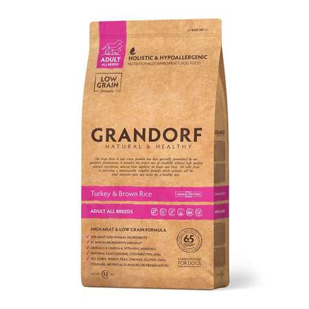 Корм для собак Grandorf индейка с бурым рисом 12кг